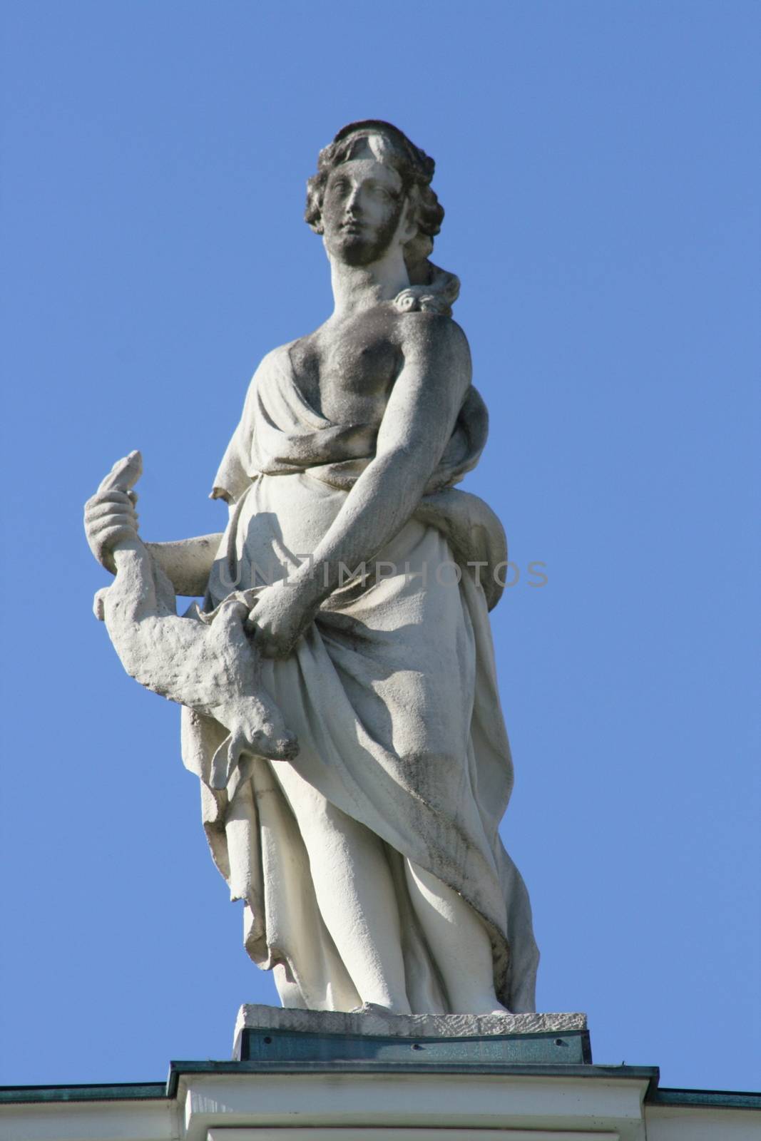Statue of a beautiful woman wearing a toga        Statue einer sch�nen Frau mit einer Toga bekleidet
