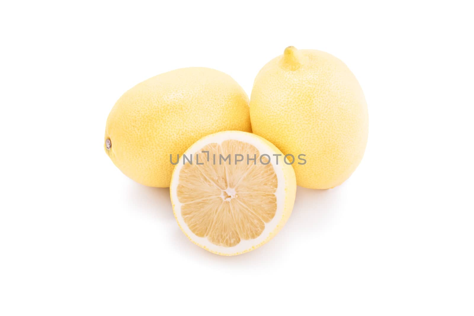 Several lemons isolated on white background.