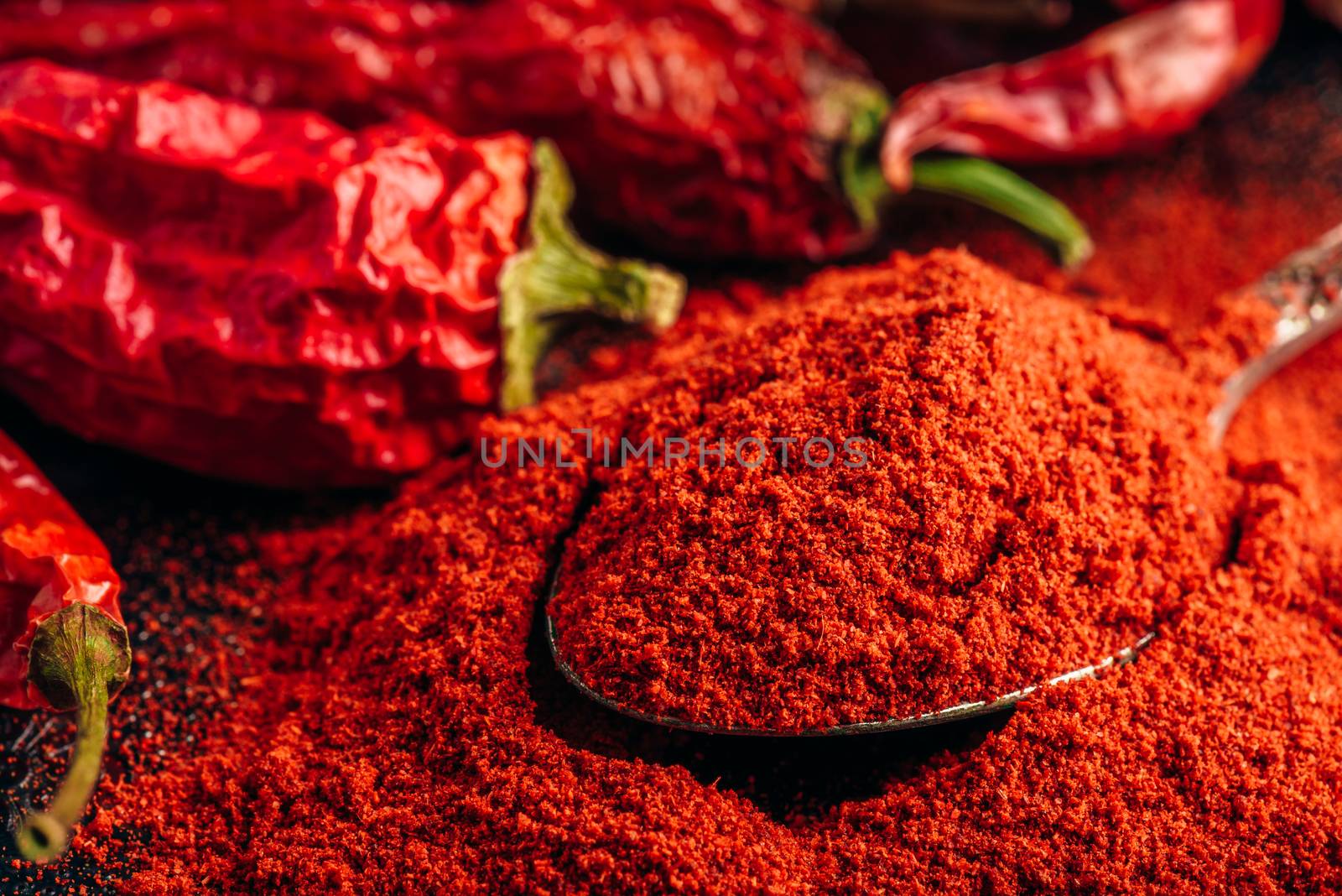 Spoonful of ground red chili pepper by Seva_blsv