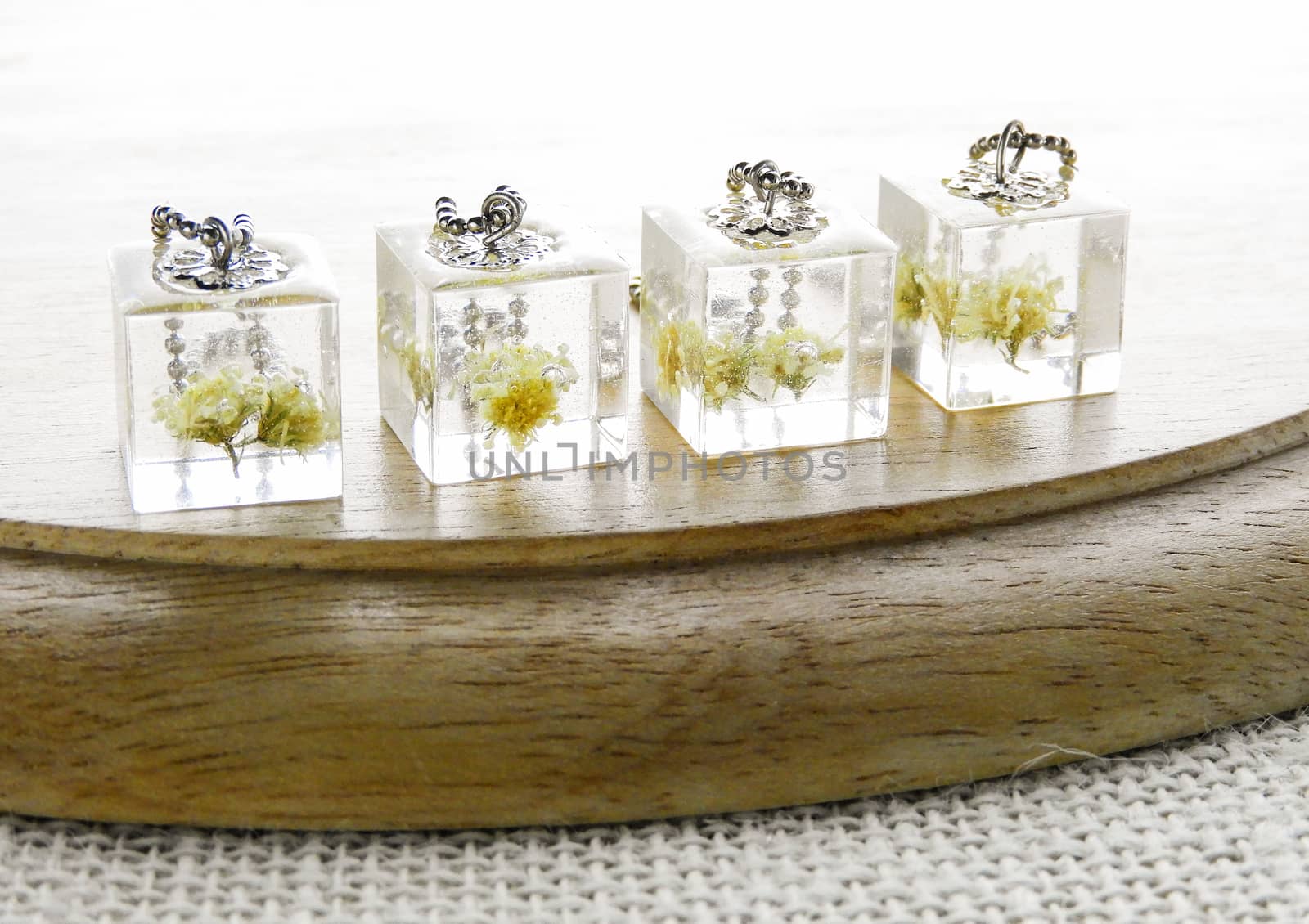 Dried flower in crystal clear resin pendant necklace, pendant with a real flowers. 
