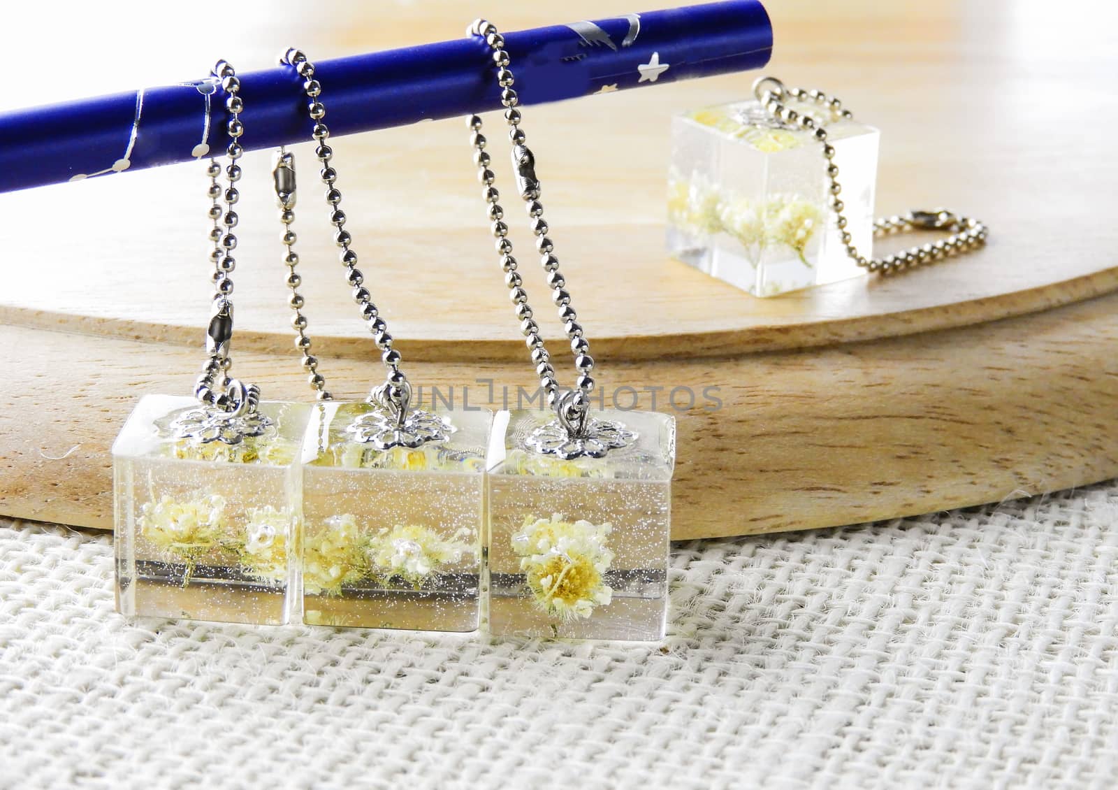 Dried flower in crystal clear resin pendant necklace, pendant with a real flowers. 
