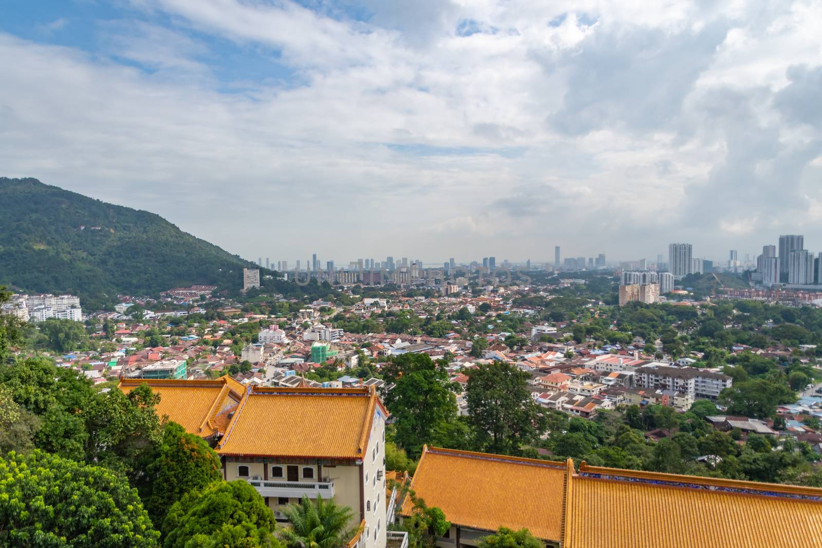 George Town view from Penang Hill over the city at Penang Malaysia by MXW_Stock