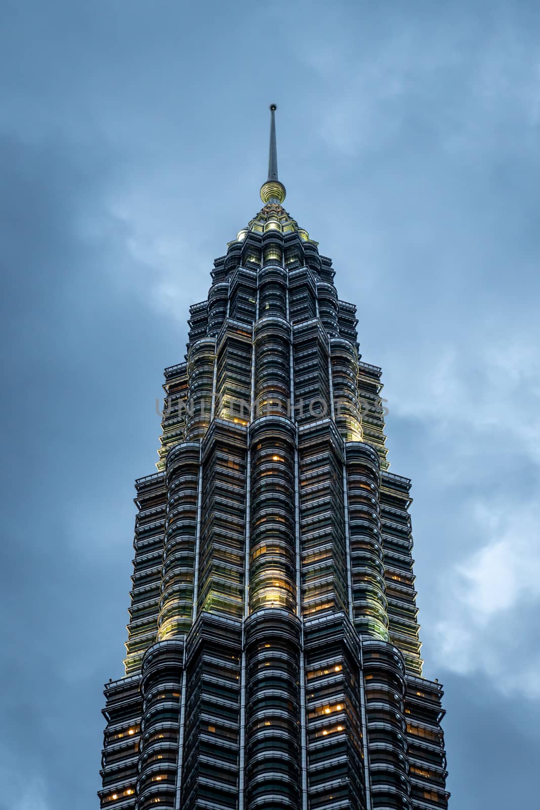 Spike of Petronas twin tower in Kuala Lumpur Malaysia by MXW_Stock