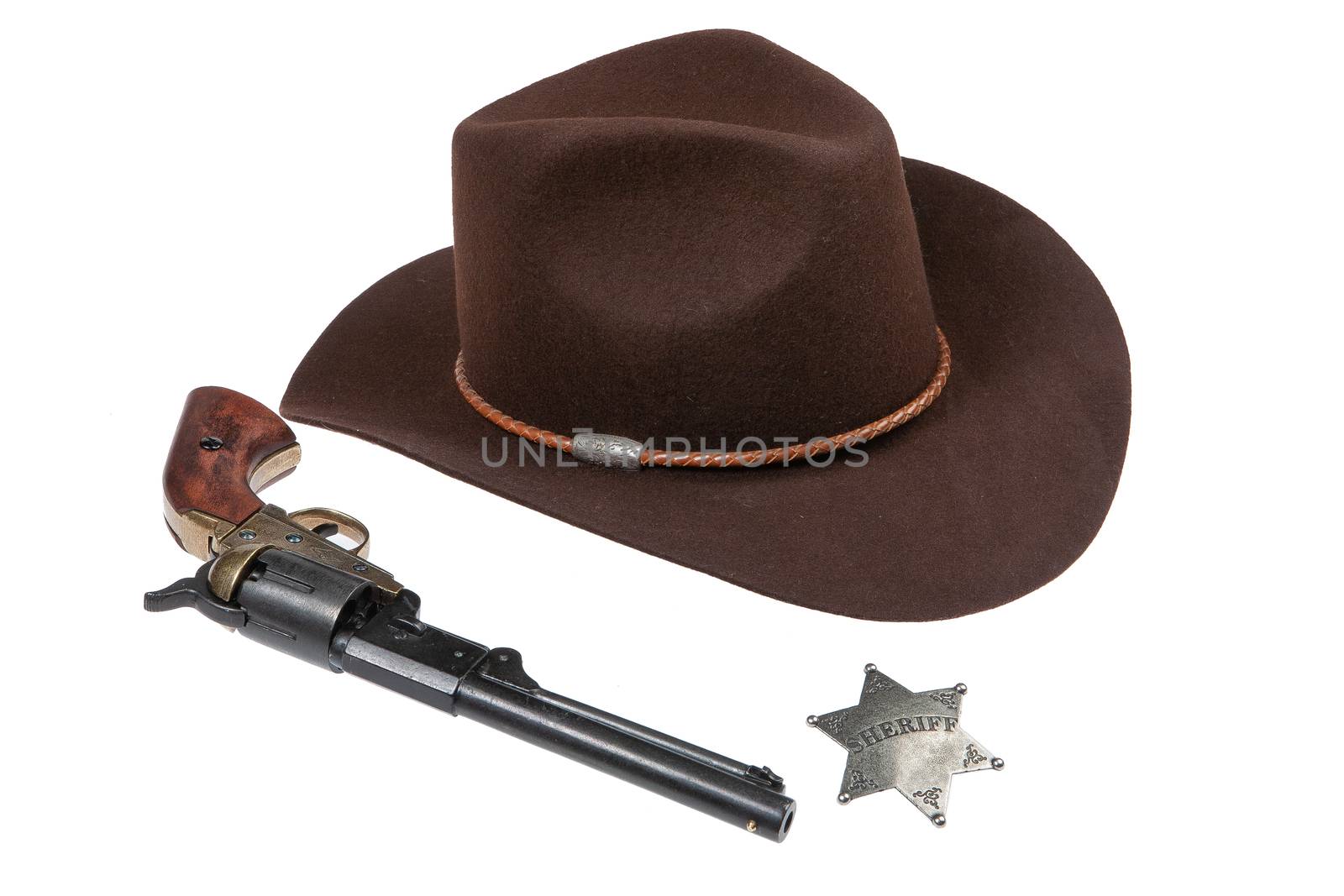 Cowboy equipment on an isolated studio background