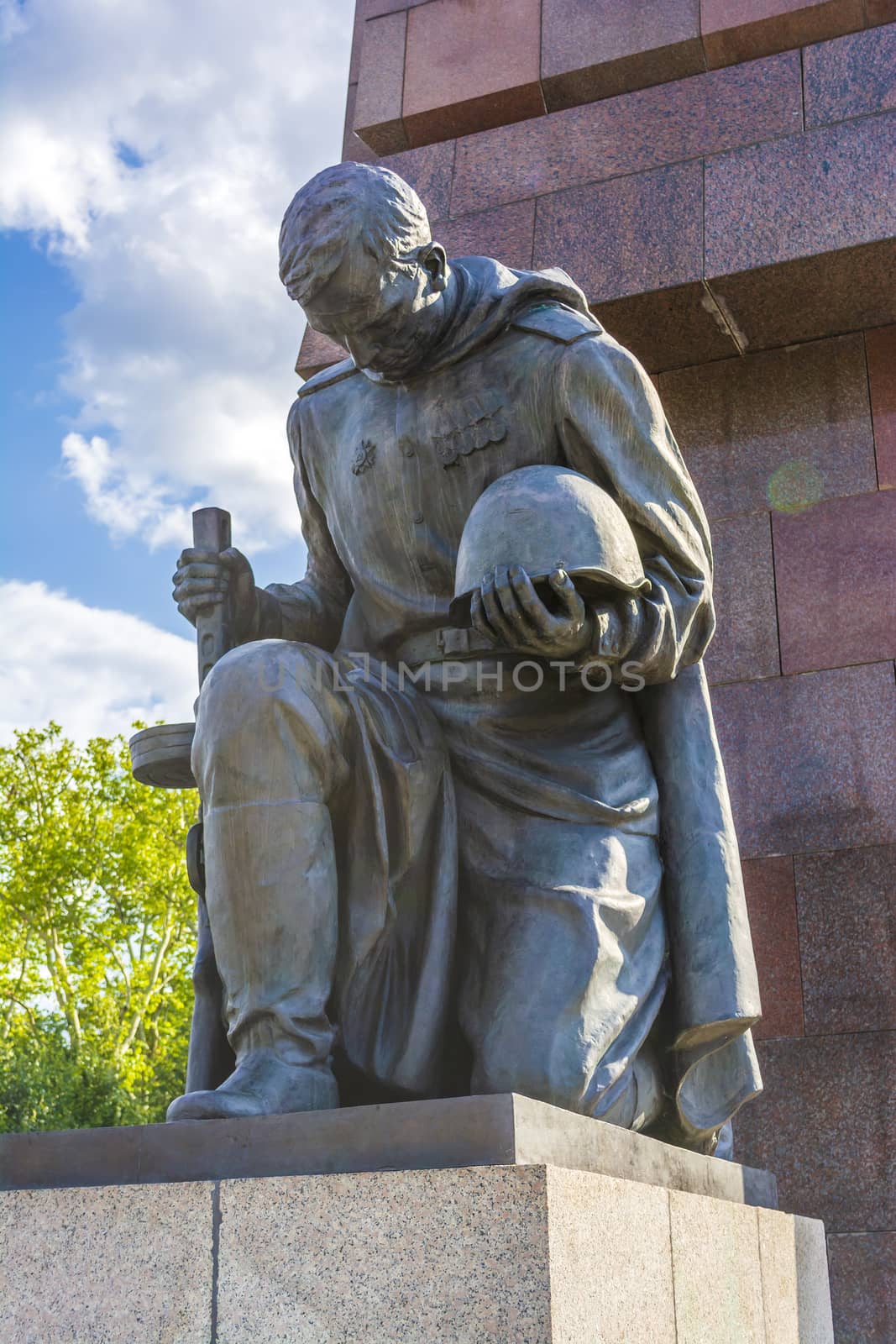 Soviet War Memorial Treptower Park in Berlin, Germany. Statue of Soviet soldier at the Soviet War Memorial in Treptower Park in Berlin.