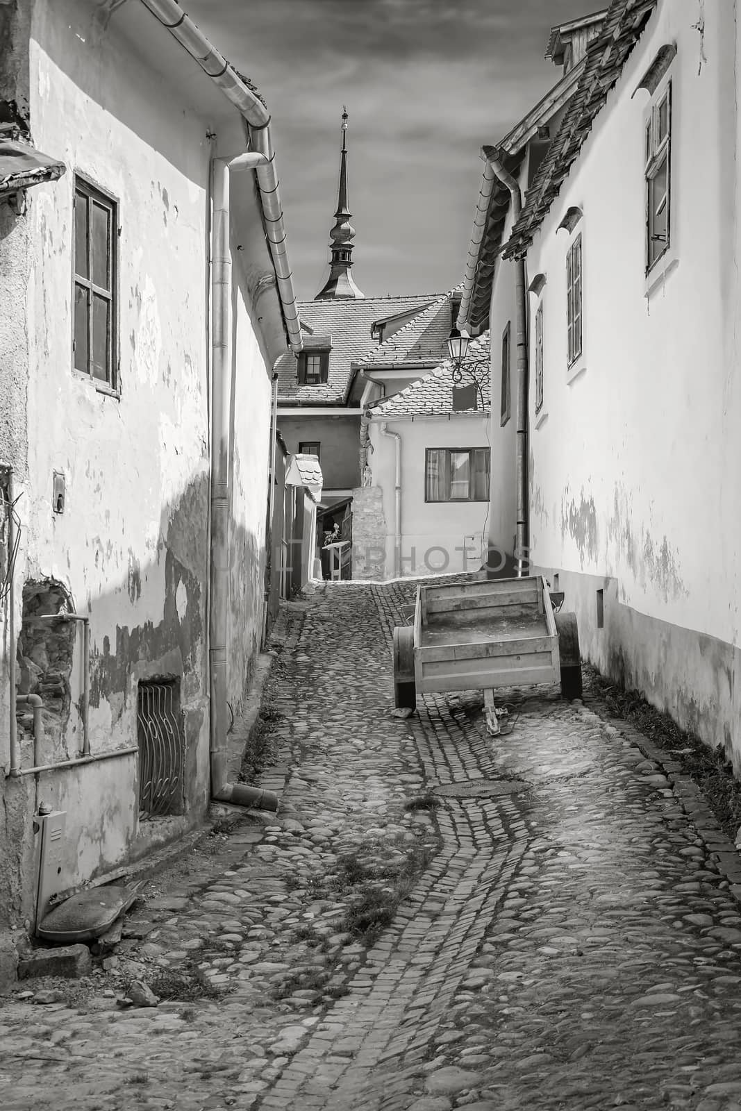 Street in Old Town of Sighisoara, Romania