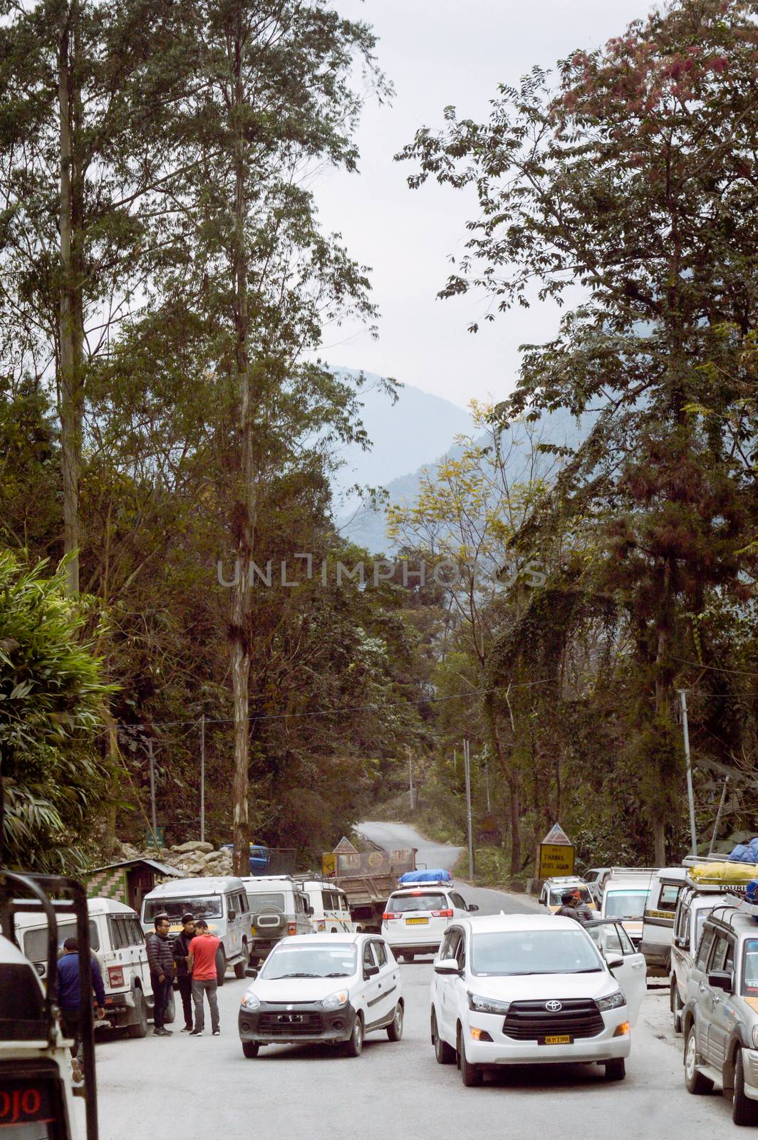 Siliguri West Bengal India October 2018 - View of a popular tourist halt on travel from Malbazar to Gangtok on the route of NH31, NH10 Gangtok Ranpoo road from Junction of Siliguri to Matigara. by sudiptabhowmick