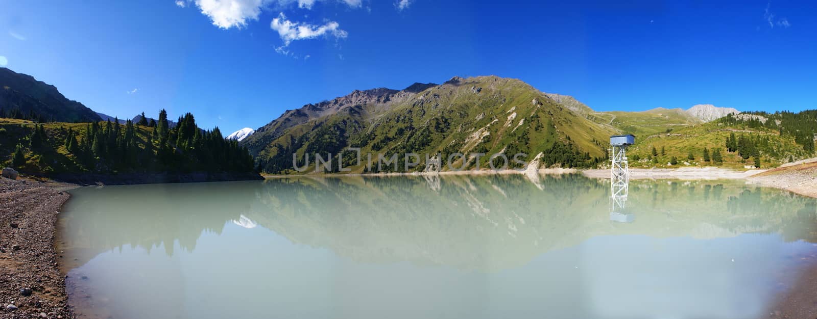 Big Almaty lake in the mountains of Kazakhstan, summer