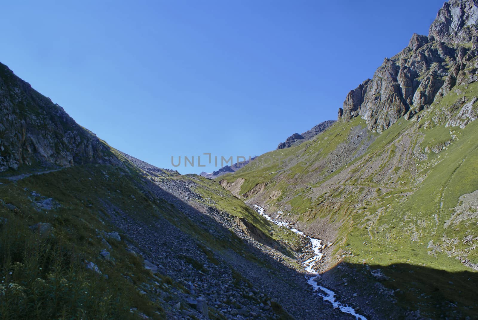 Mountain canyon in summer near the Chimbulak ski resort, Almaty, Kazakhstan