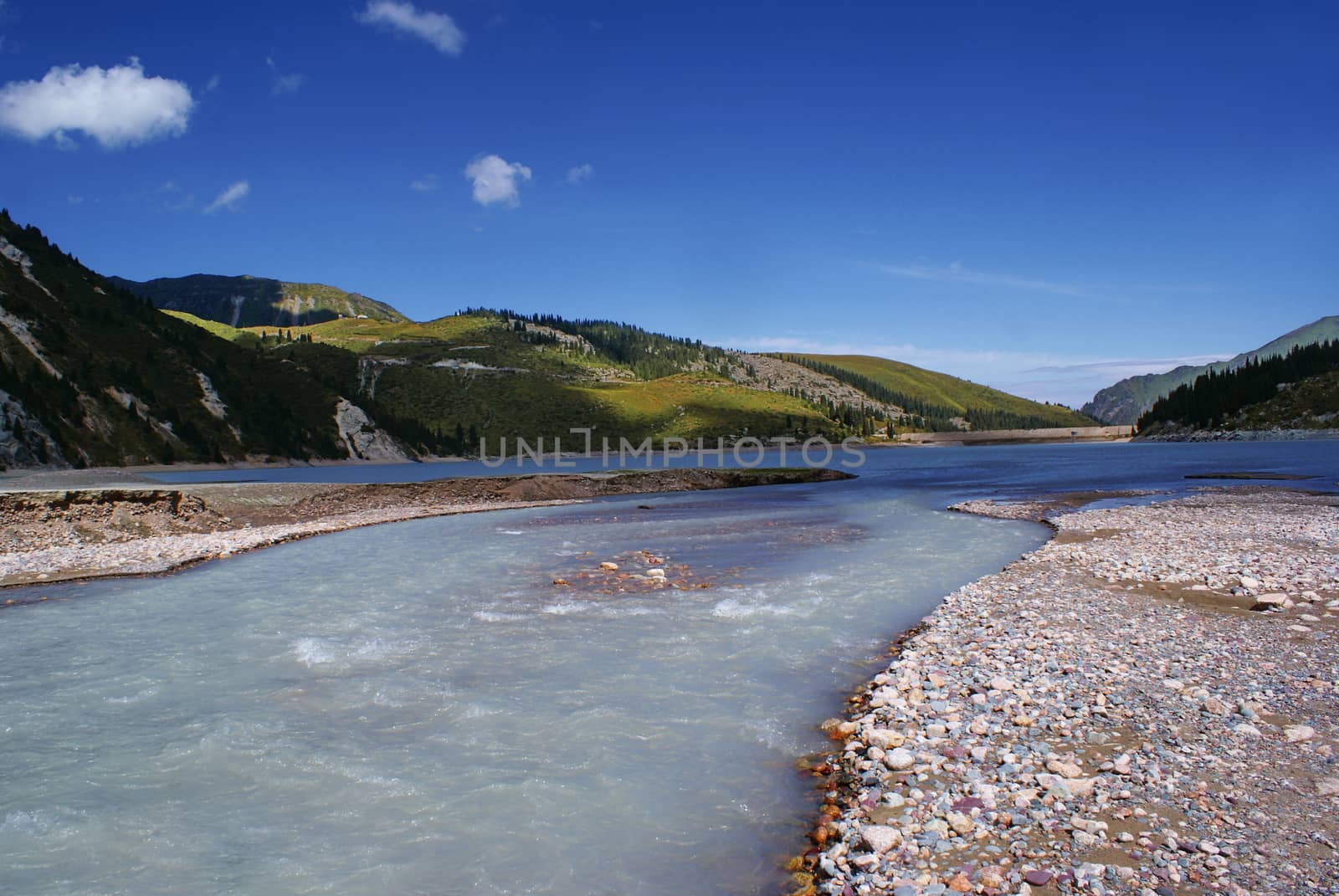 Big Almaty lake in the mountains of Kazakhstan, summer