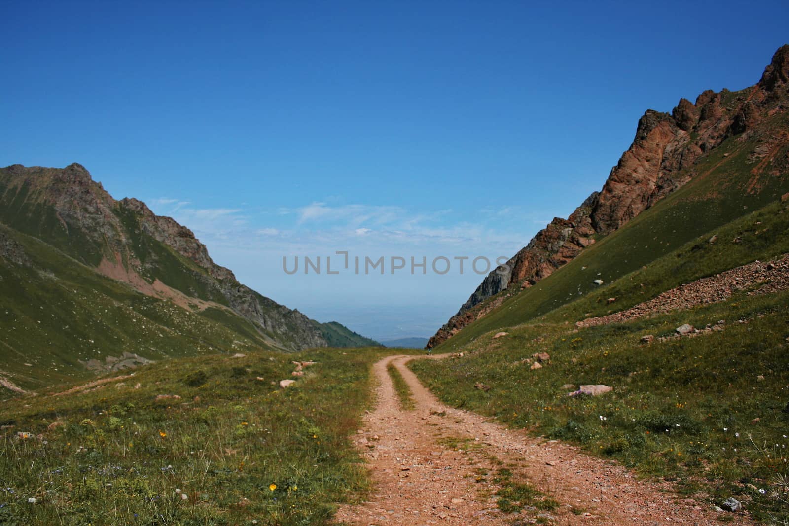 road in the middle of the mountains, summer, Almaty, Kazakhstan