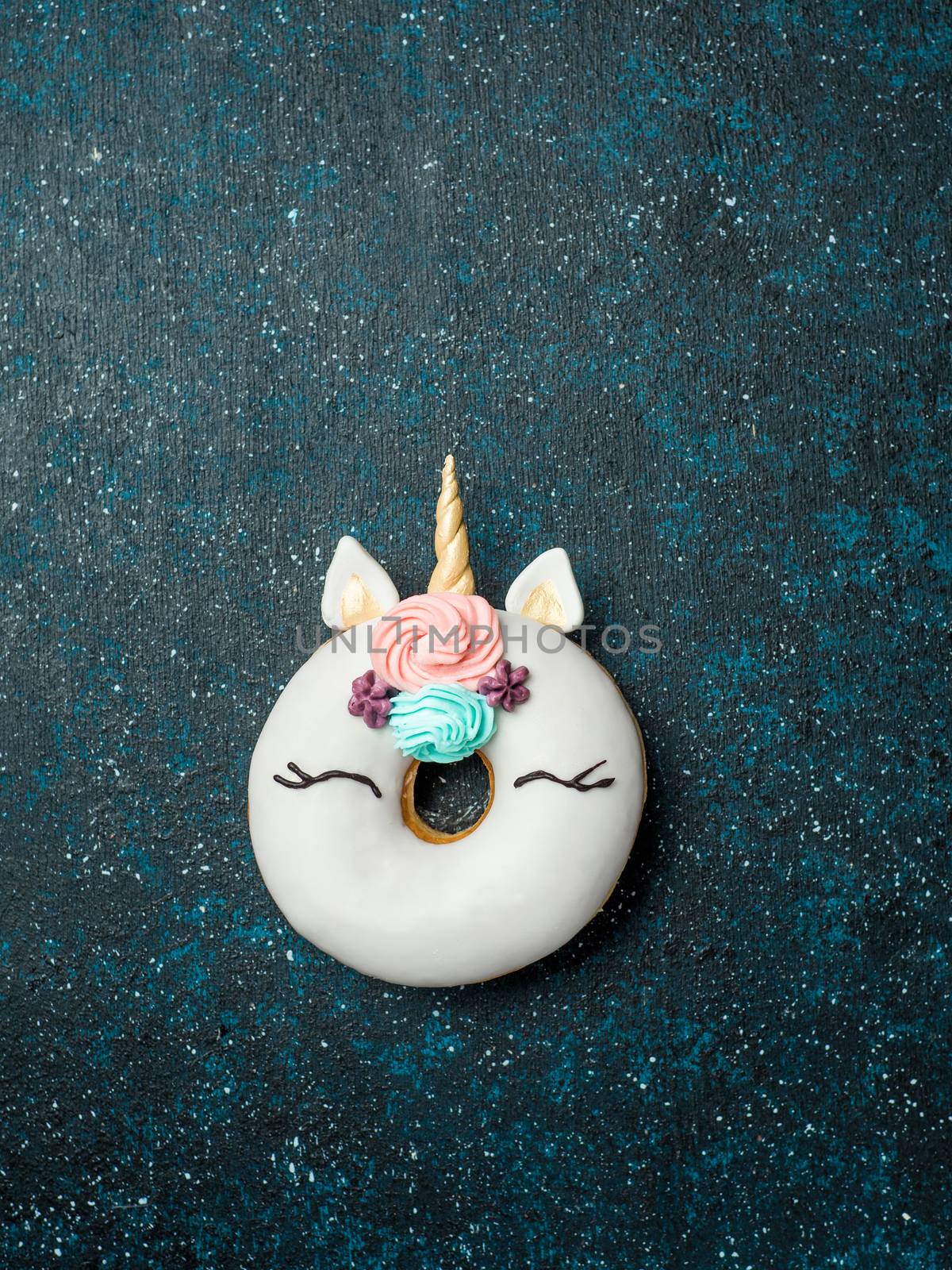 Unicorn donut with copy space by fascinadora