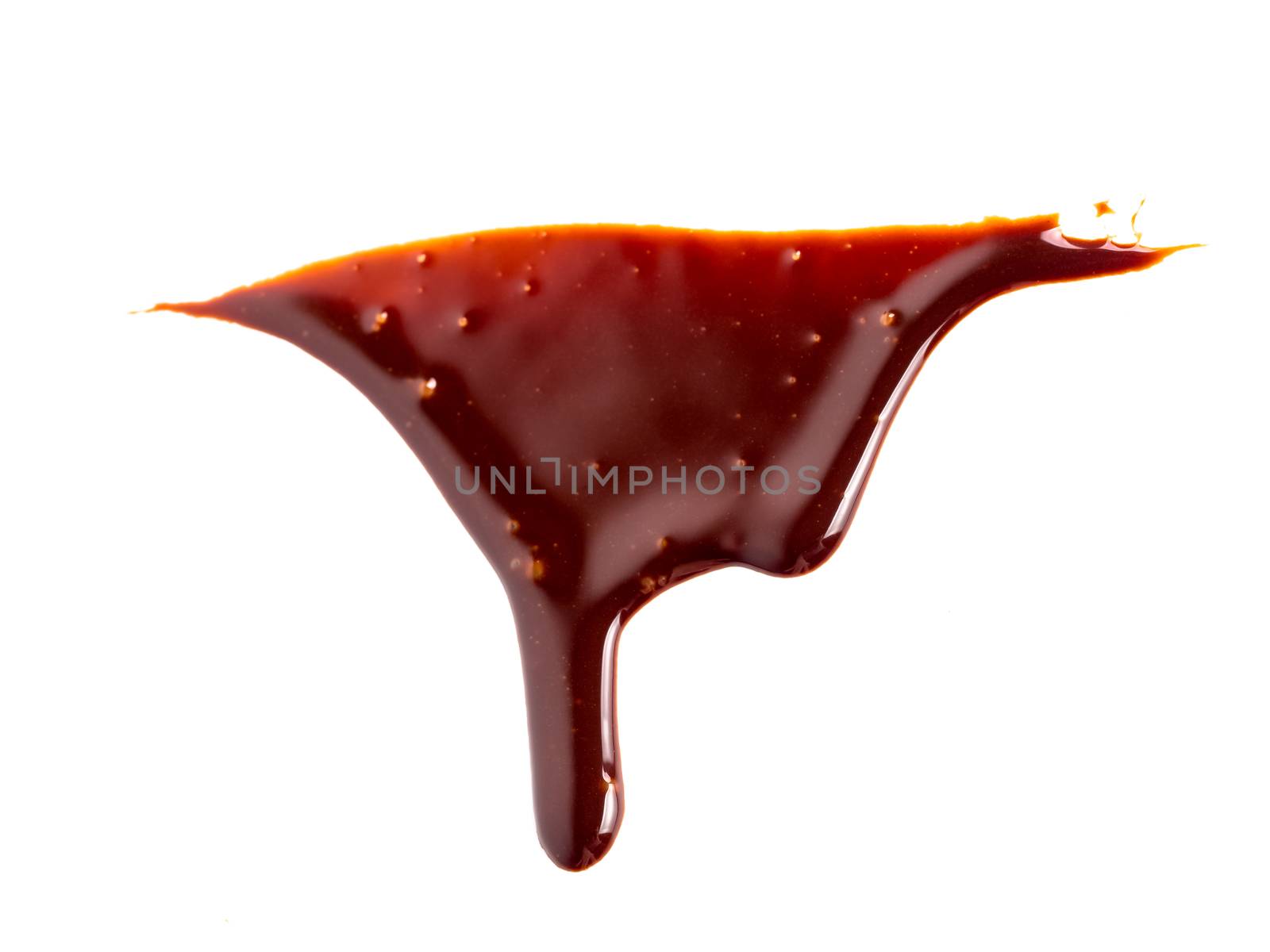 Chocolate sauce isolated. Flow down chocolate sauce isolated on white background