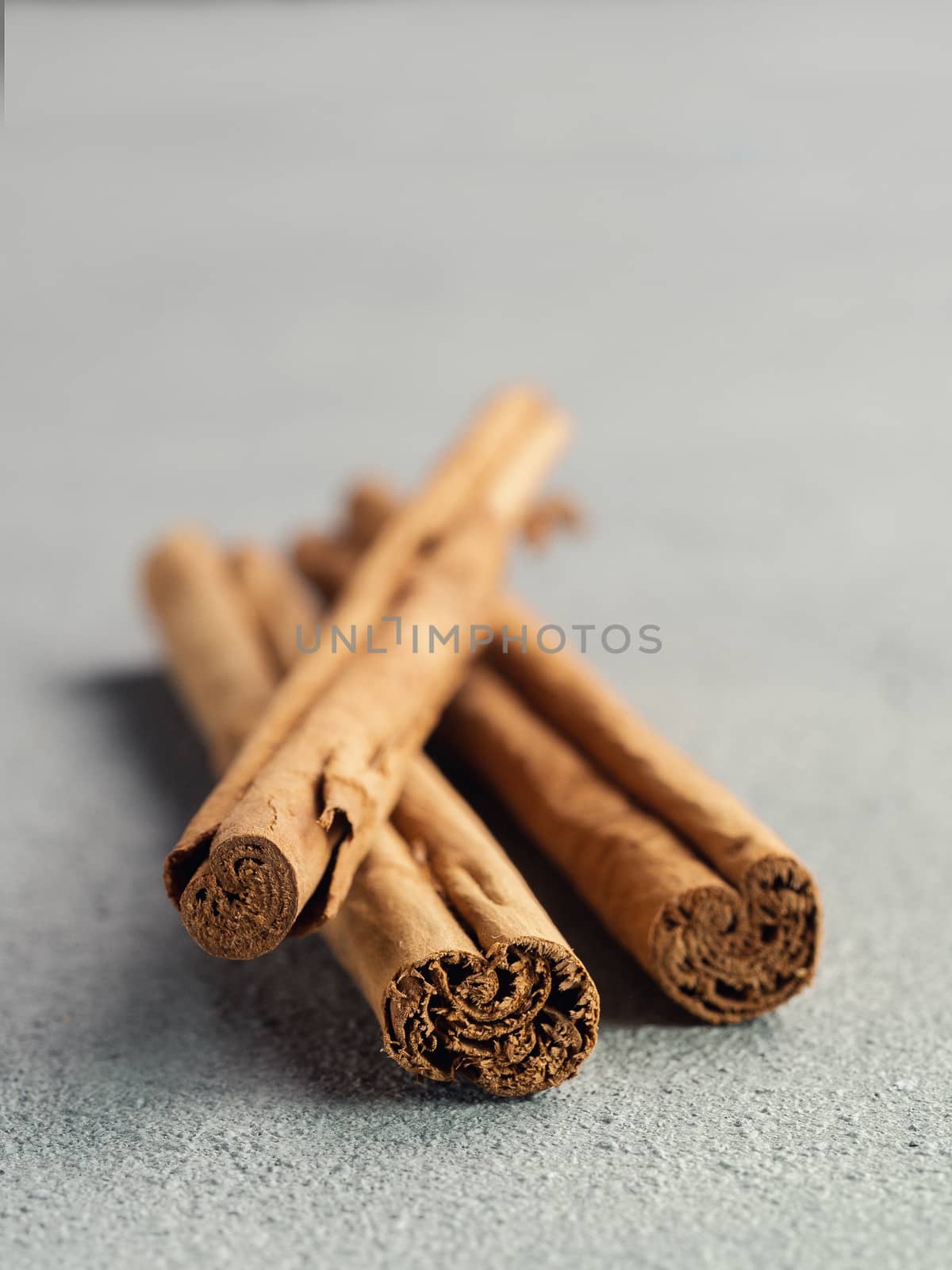 ceylon cinnamon sticks on gray background by fascinadora