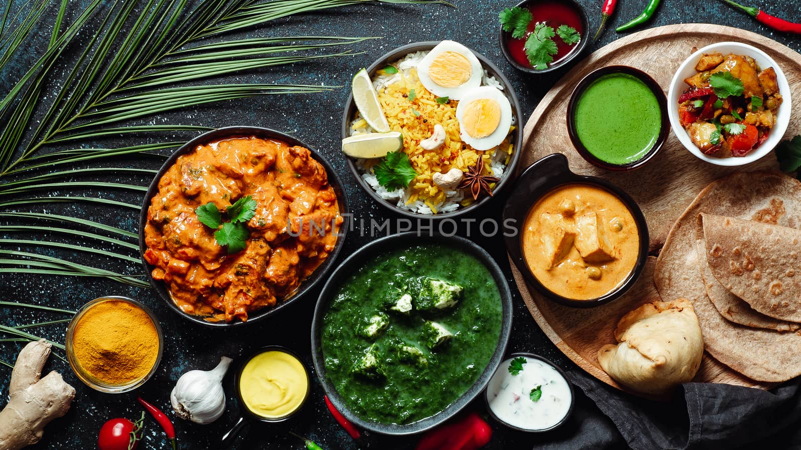 Indian food and indian cuisine dishes, copy space by fascinadora