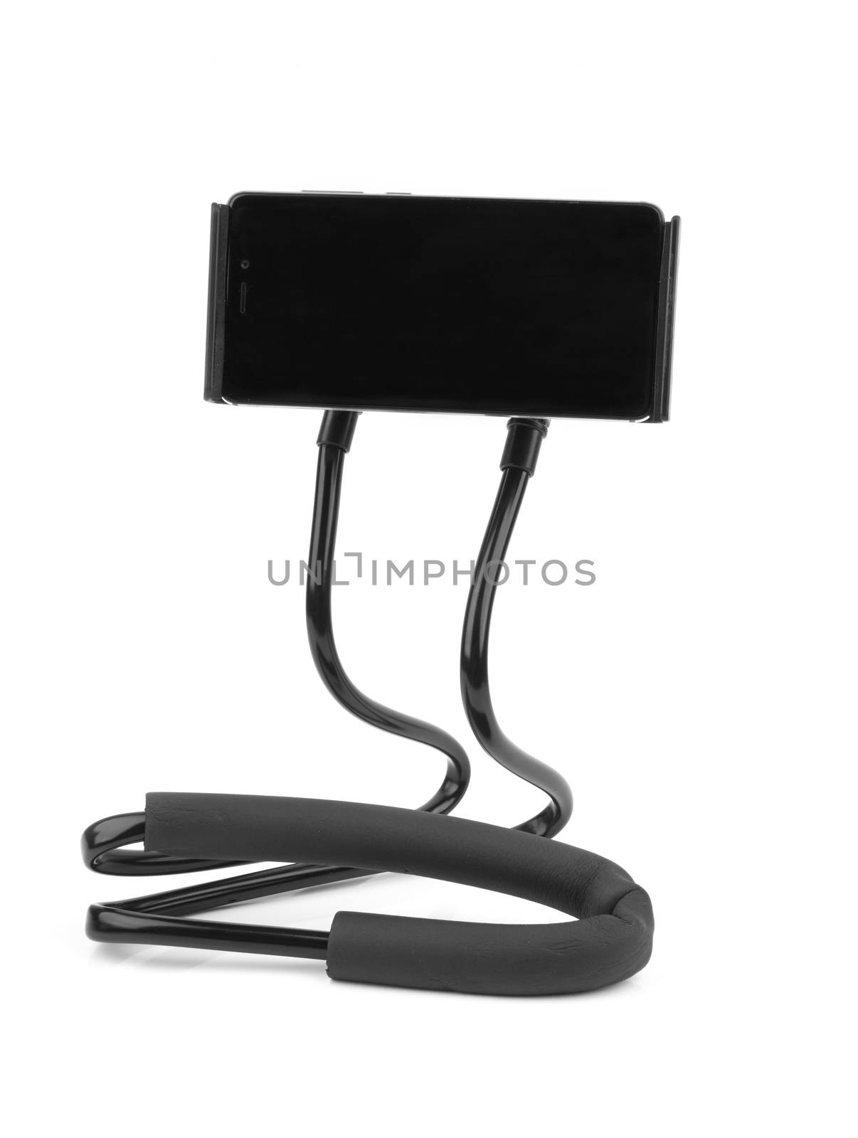 mobile phone holder on neck isolated wihte background