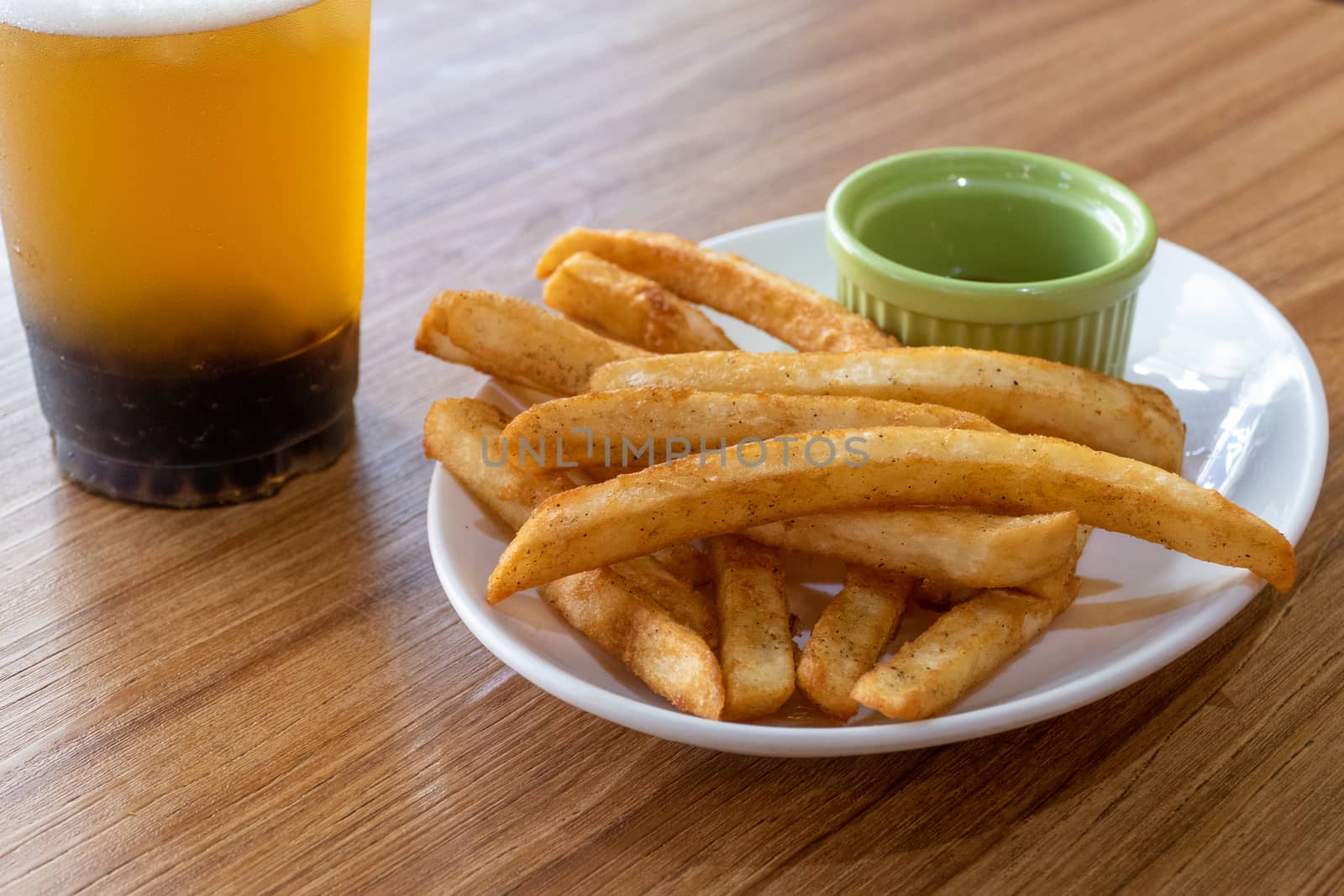 French fries and ketchup on plate