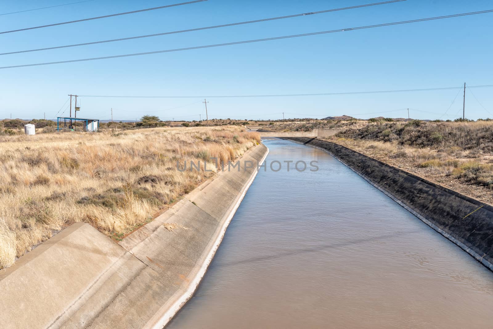An irrigation canal, originating from the Vanderkloof Dam, near Luckhoff in the Free State Province