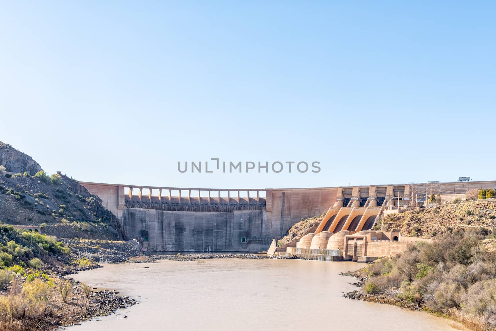 Wall of the Vanderkloof Dam in the Orange River (Gariep River)