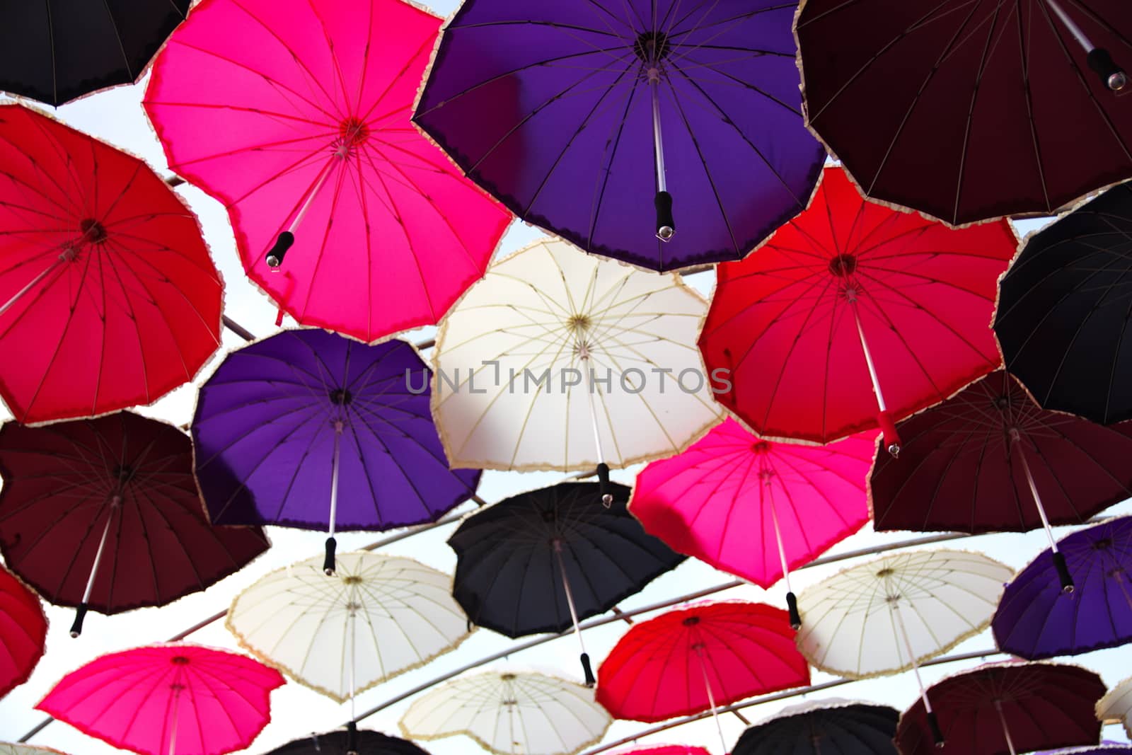 ceiling with colorful umbrellas.ceiling with colorful umbrellas