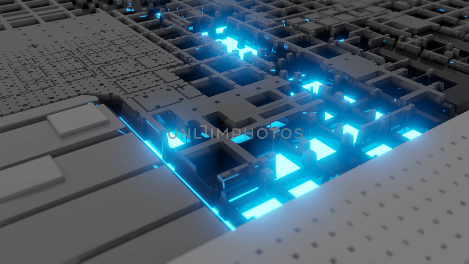 3d render Abstract Technology Background With Cubes. Digital technology concept. 3D illustration