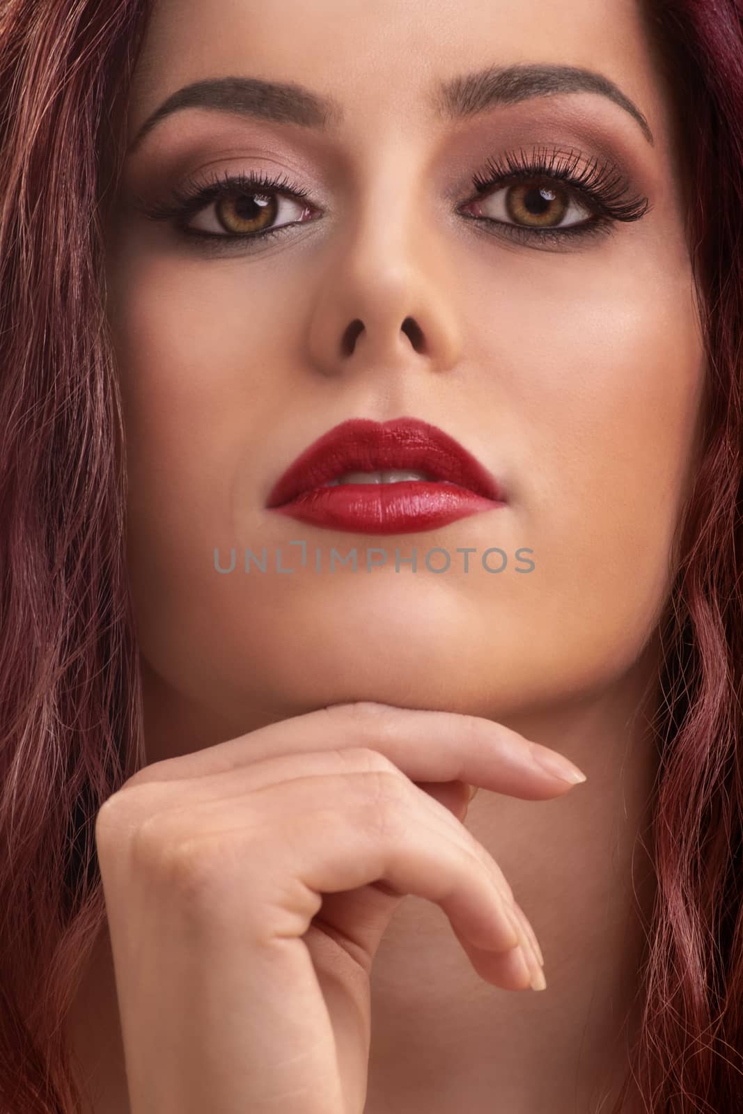 Close up of model face with makeup and clean skin by Mendelex