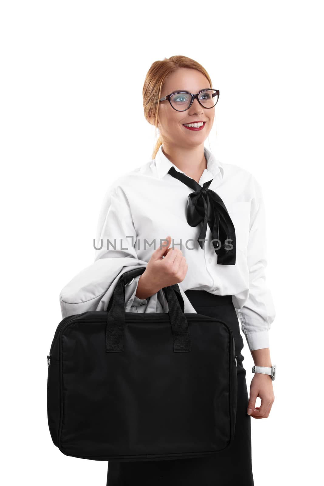 Modern business woman on her way to a meeting by Mendelex