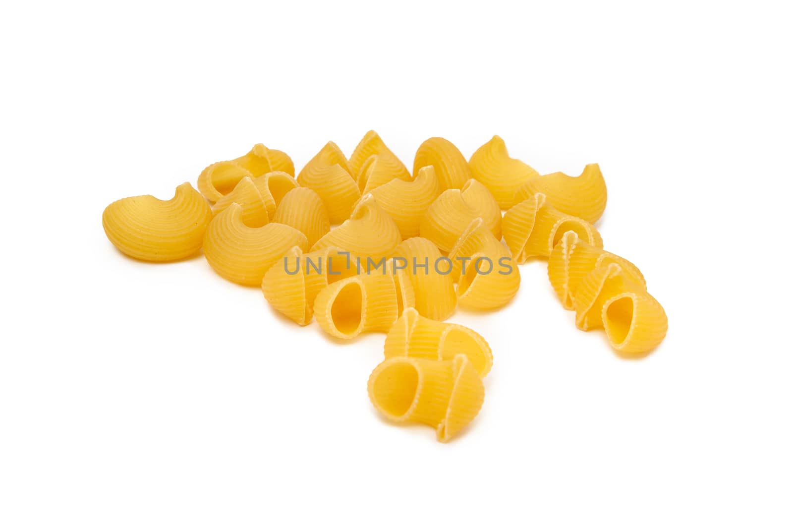 Pipe rigate Italian pasta isolated on white background