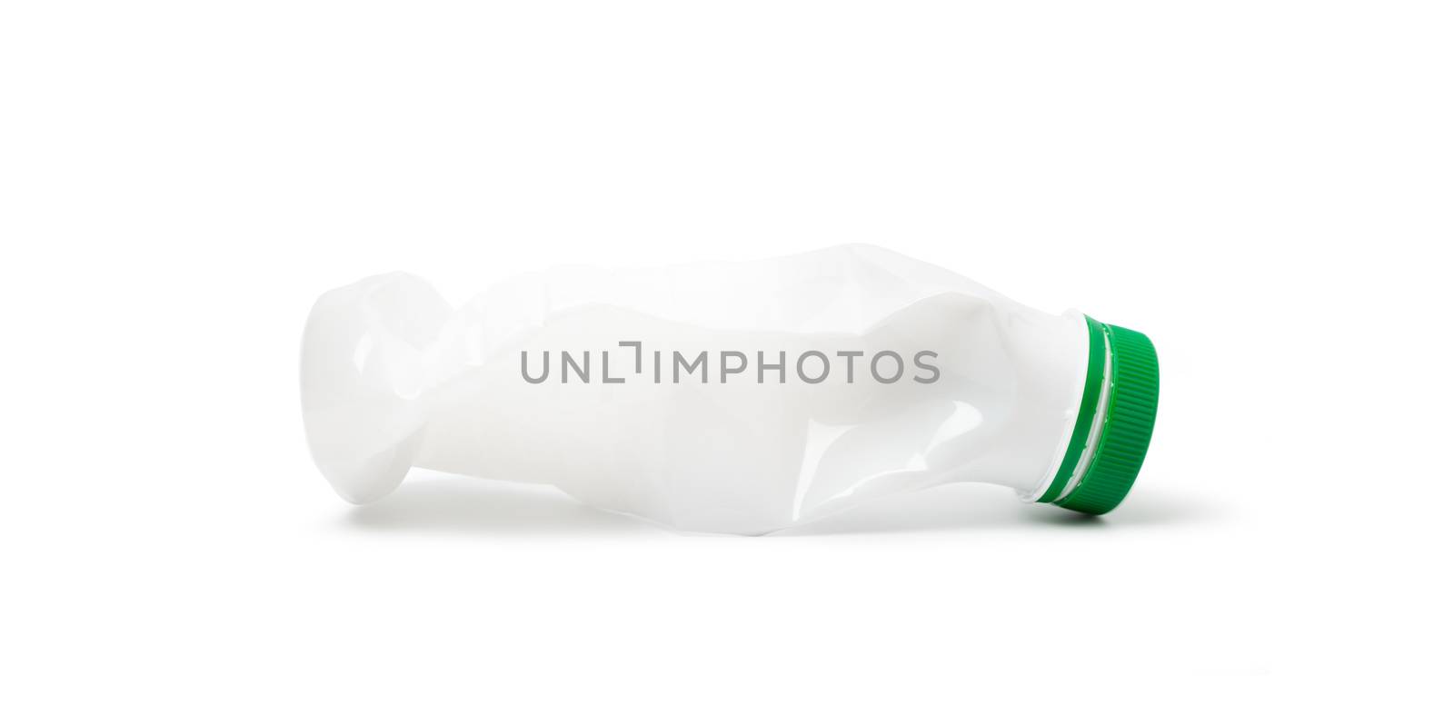 Simple deformed plastic bottle isolated on a white background.