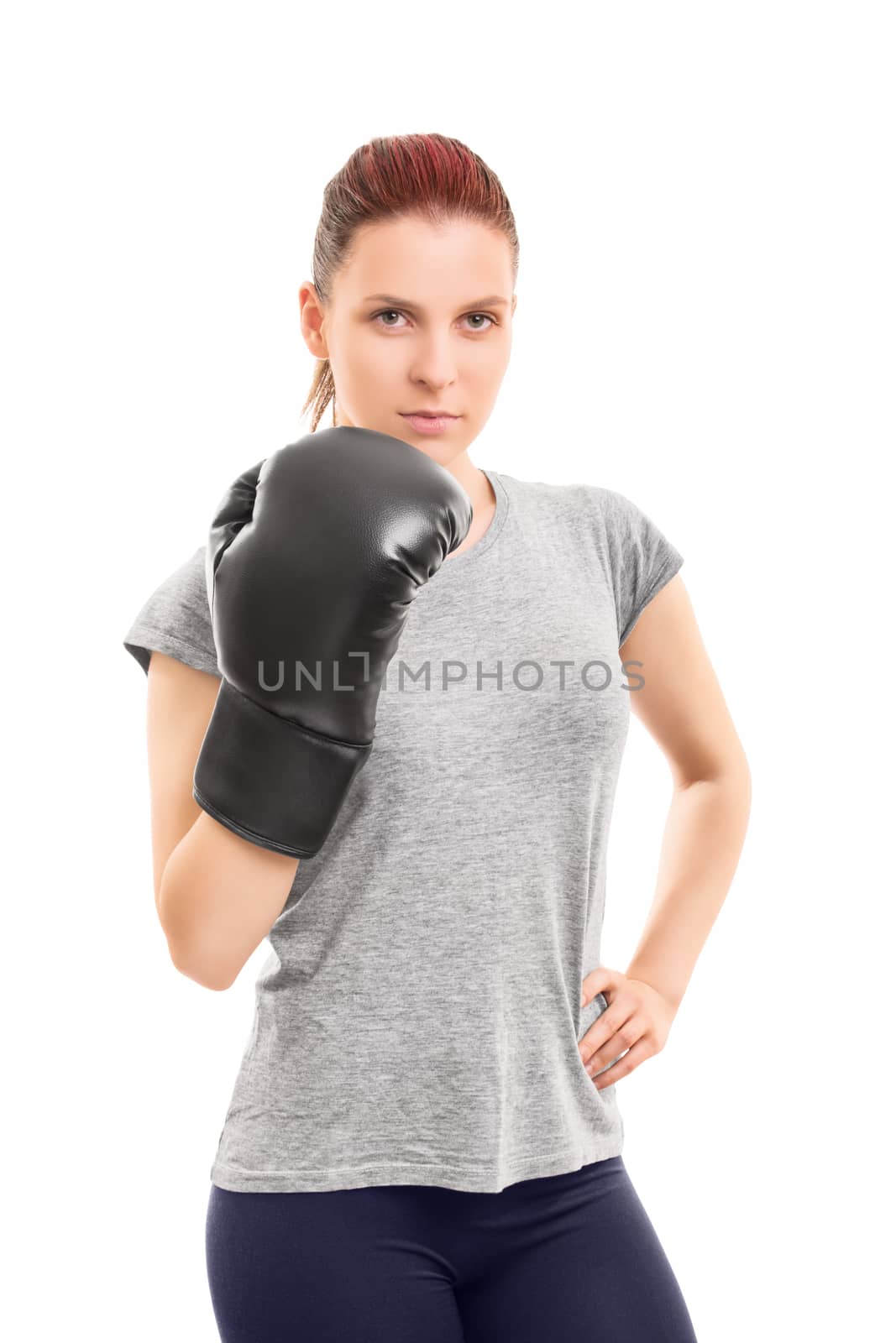 Portrait of a young girl with a boxing glove by Mendelex