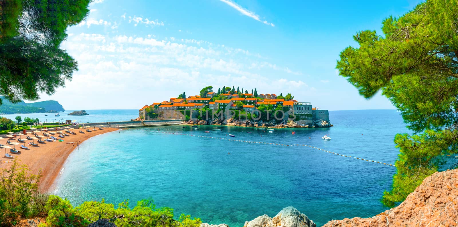 Beach at Sveti Stefan by Givaga