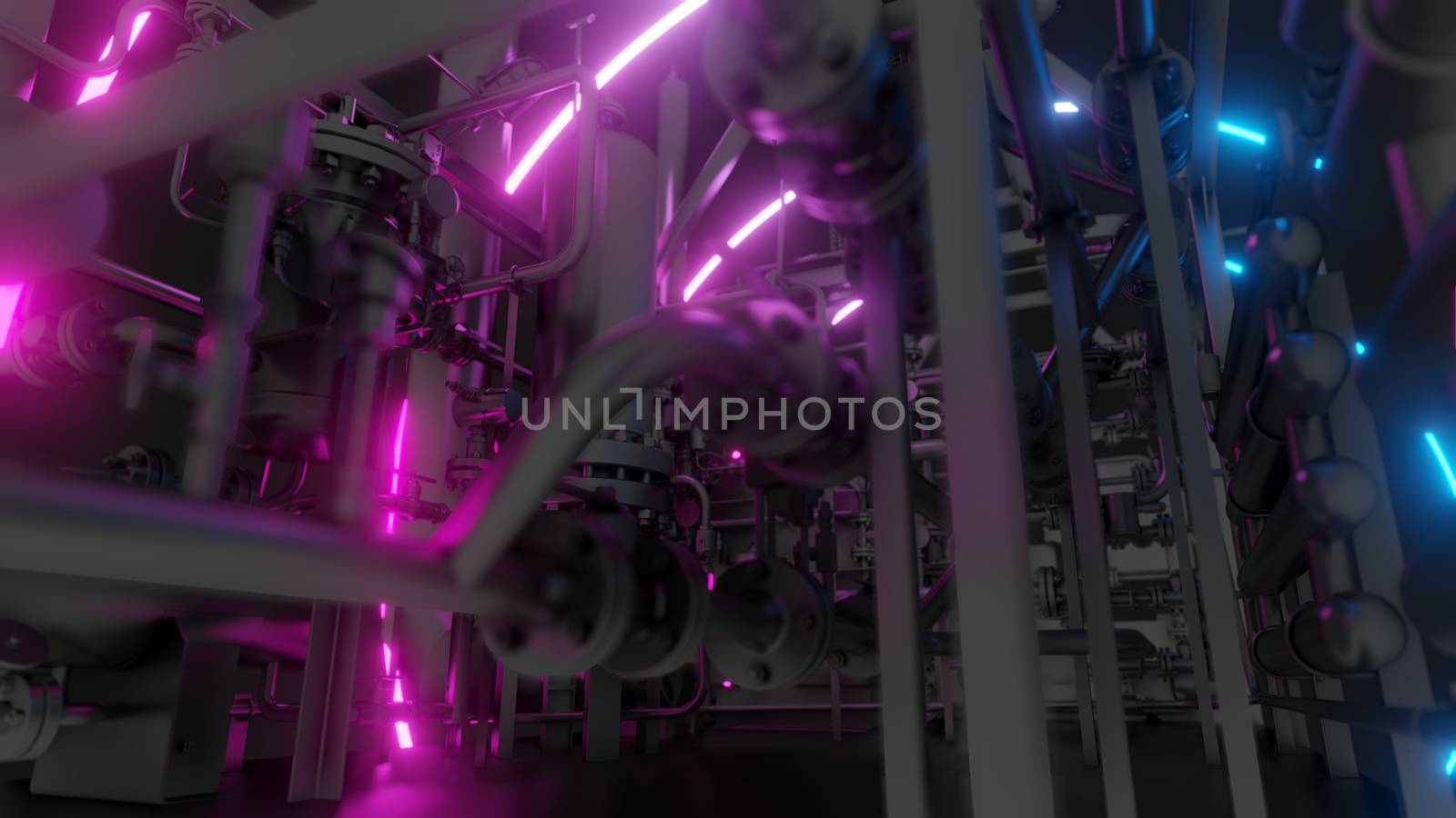 Abstract Industrial Equipment with Neon Lights by cherezoff