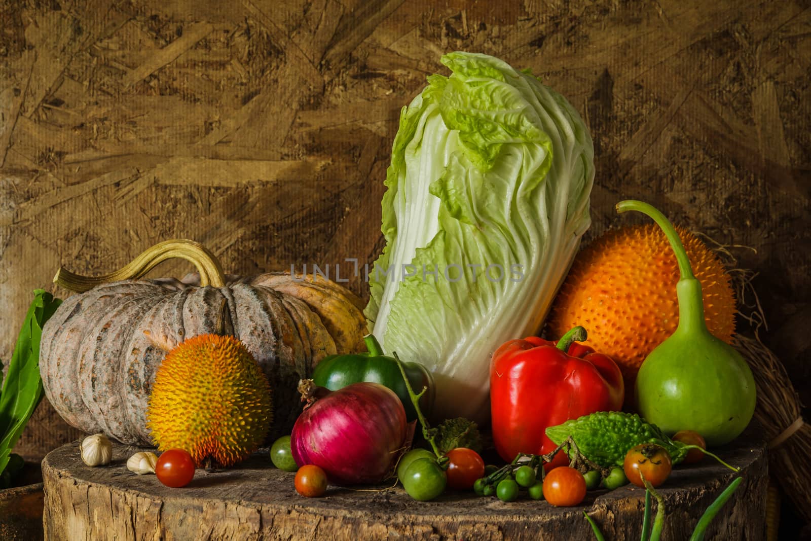 still life Vegetables and fruits as ingredients in cooking.