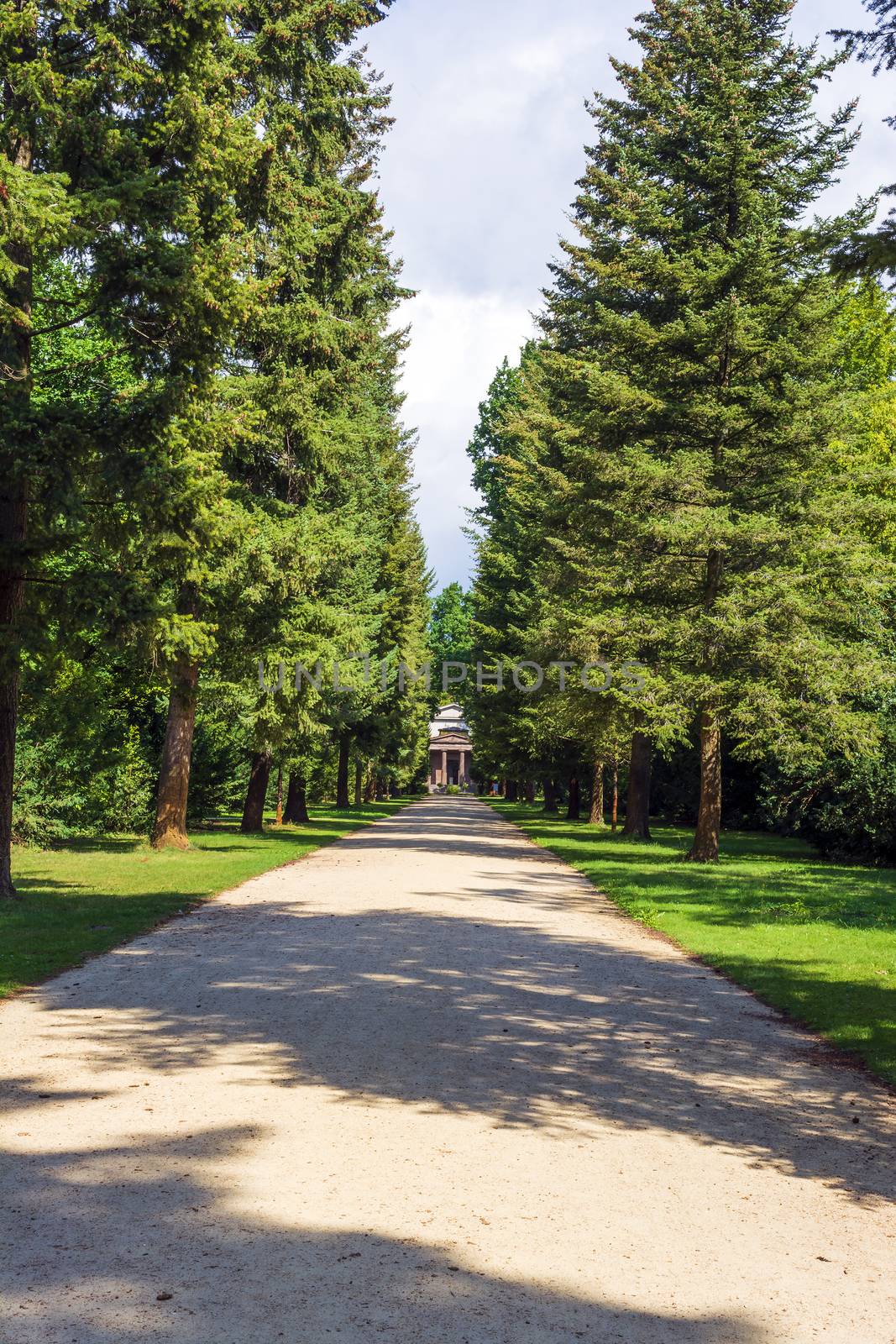 Park alley in the Charlottenburg Palace in summer towards the Mausoleum in the castle garden Charlottenburg by ankarb