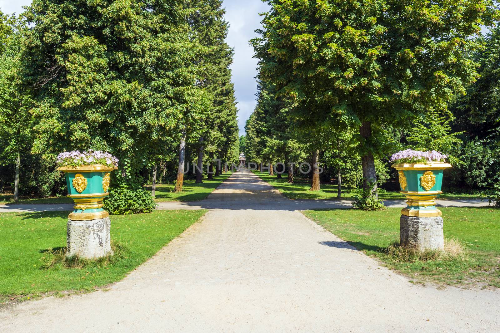 Park alley in the Charlottenburg Palace in summer towards the Mausoleum in the castle garden Charlottenburg by ankarb