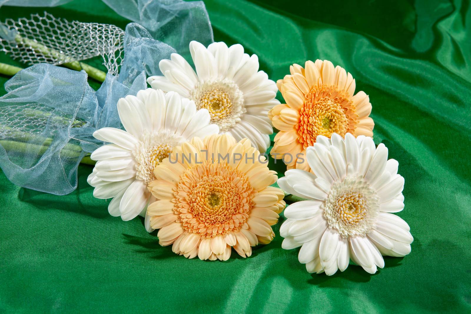 Bouquet with flowers on a studio background