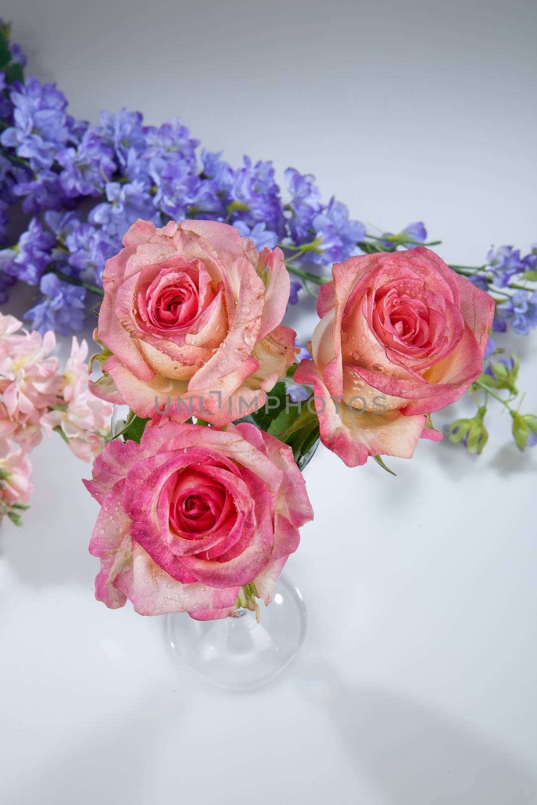 Bouquet with flowers on a studio background