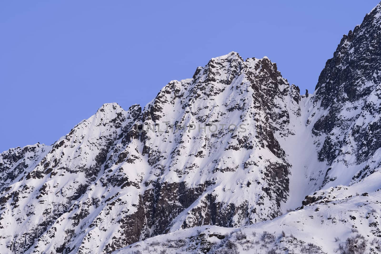 The beautiful snow covered mountains around Passo Tonale in winter, Italy.