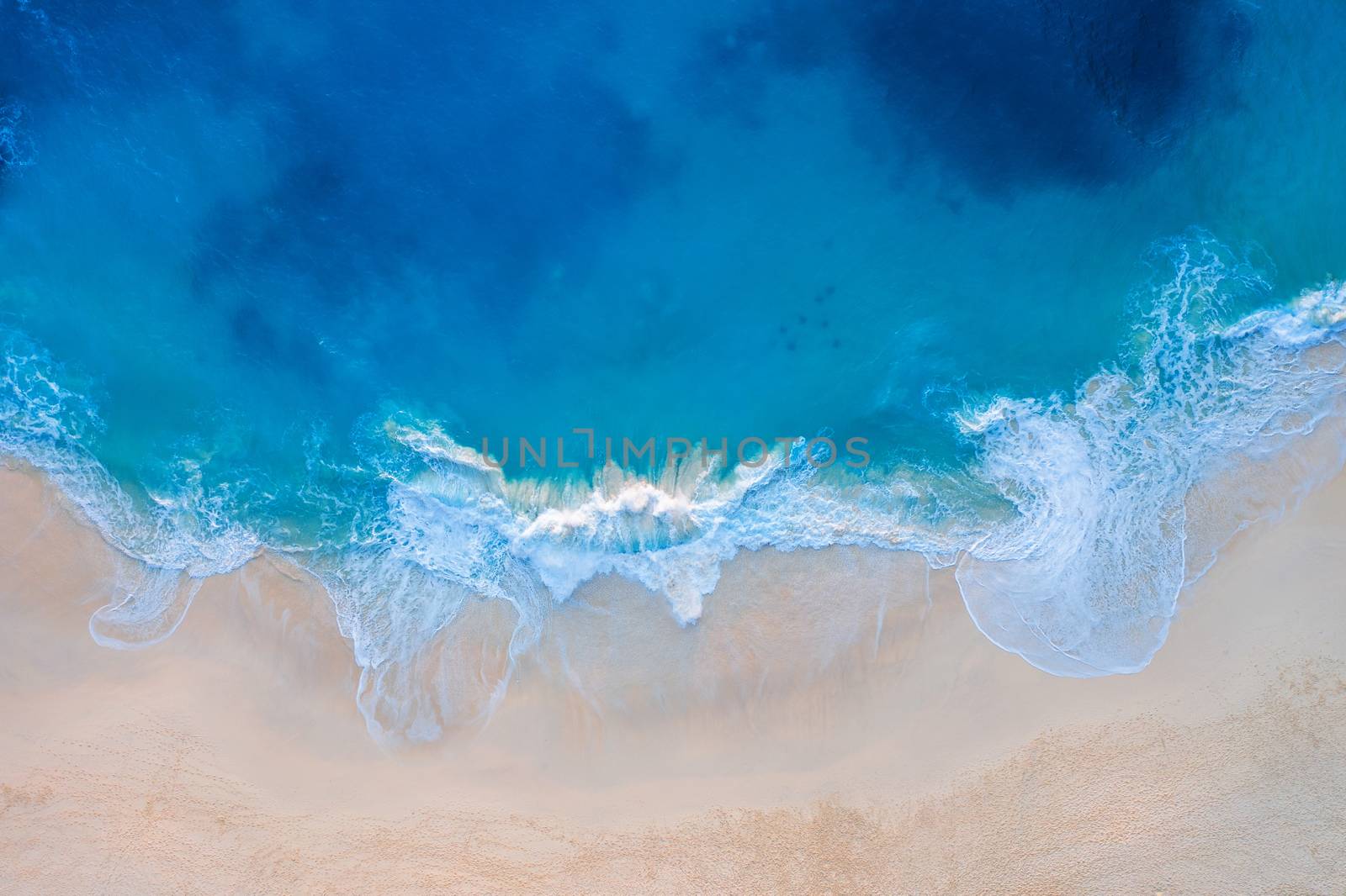 Aerial view of Kelingking Beach in Nusa Penida island, Bali in Indonesia. by gutarphotoghaphy