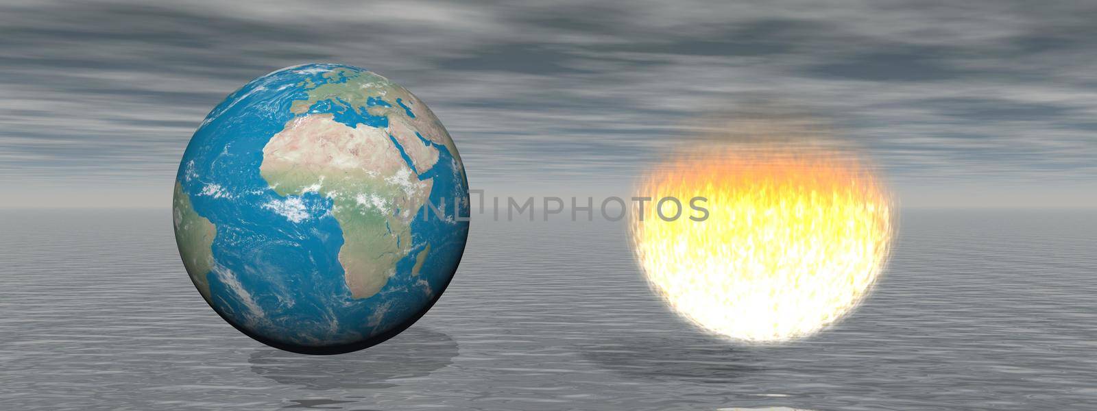 planet earth on fire - 3d rendering by mariephotos