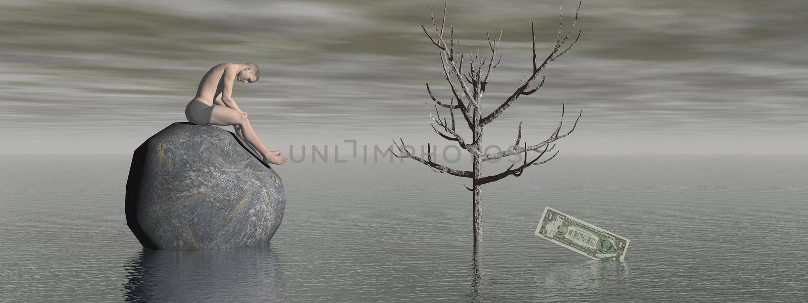 planet is hurting and the dollars too - 3d rendering by mariephotos