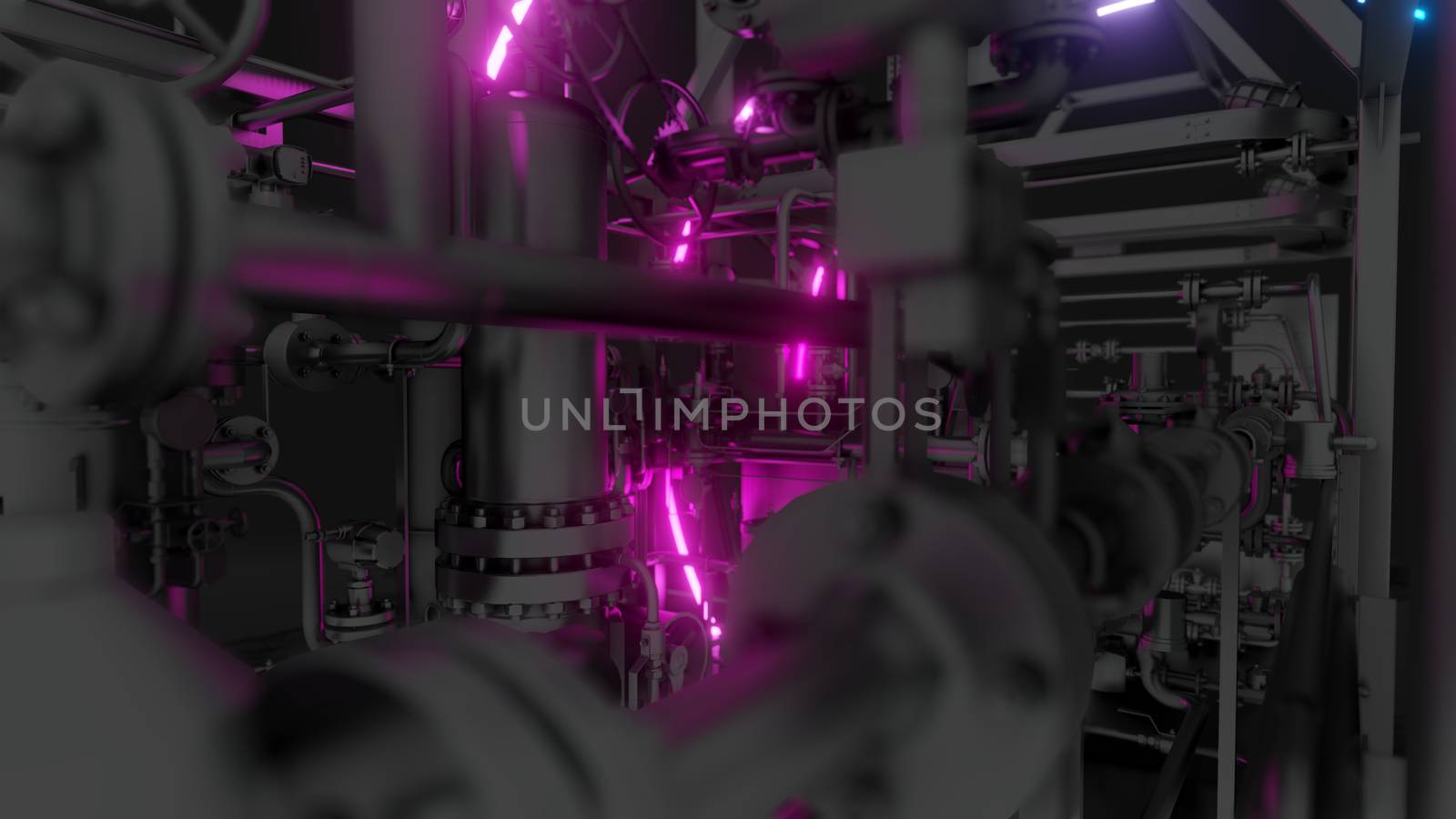 Abstract Industrial Equipment with Neon Lights by cherezoff