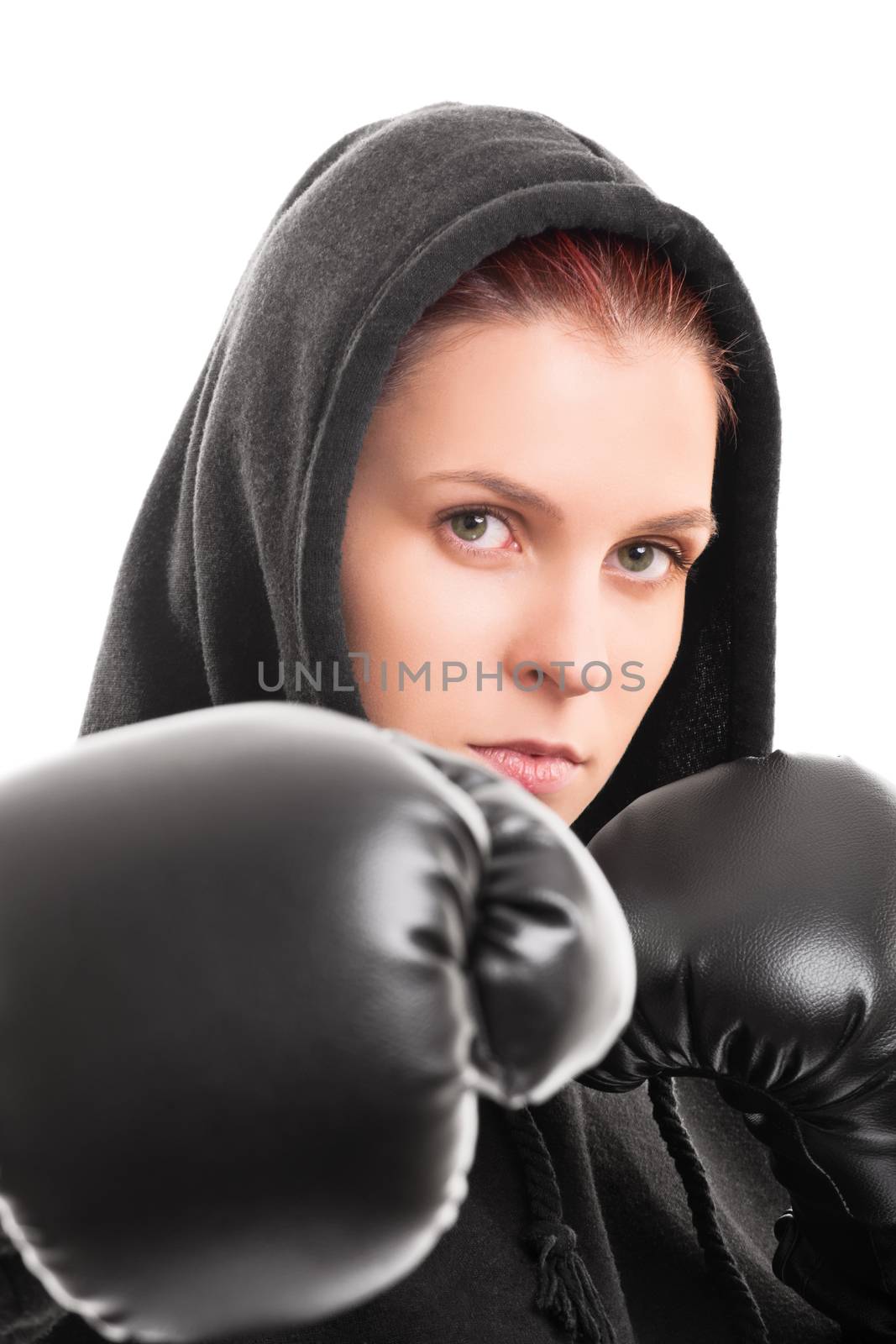 Portrait of a young female boxer by Mendelex