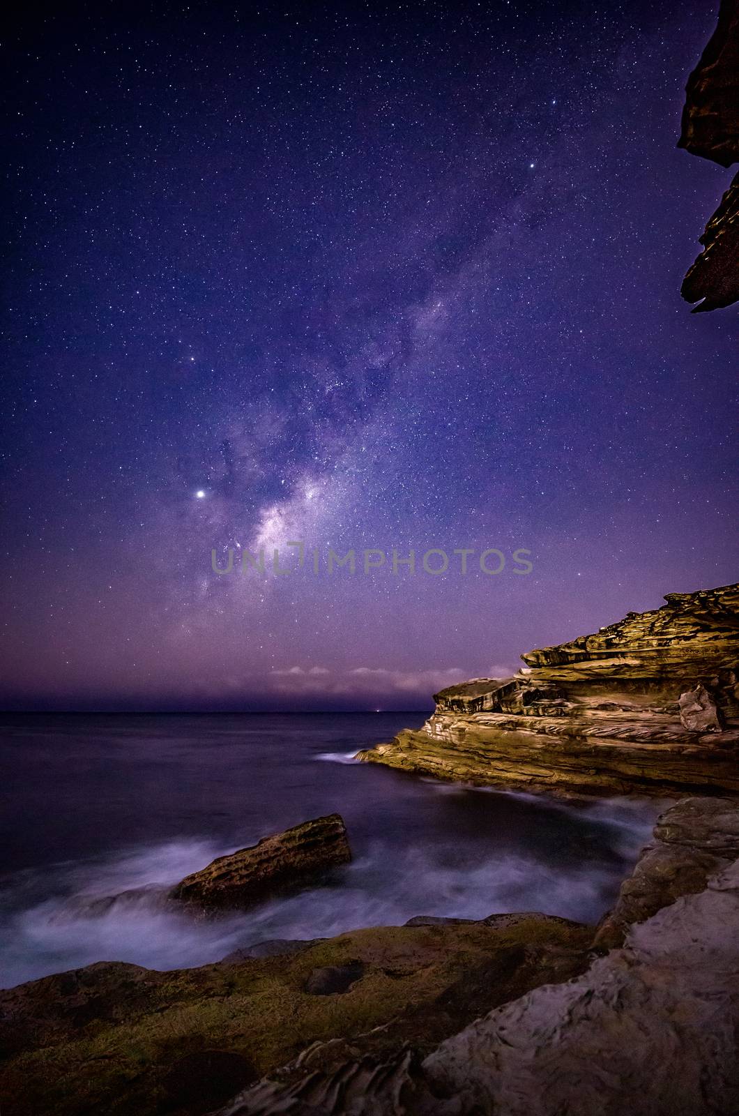 Milky Way stars shining brightly over Eastern Sydney Australia