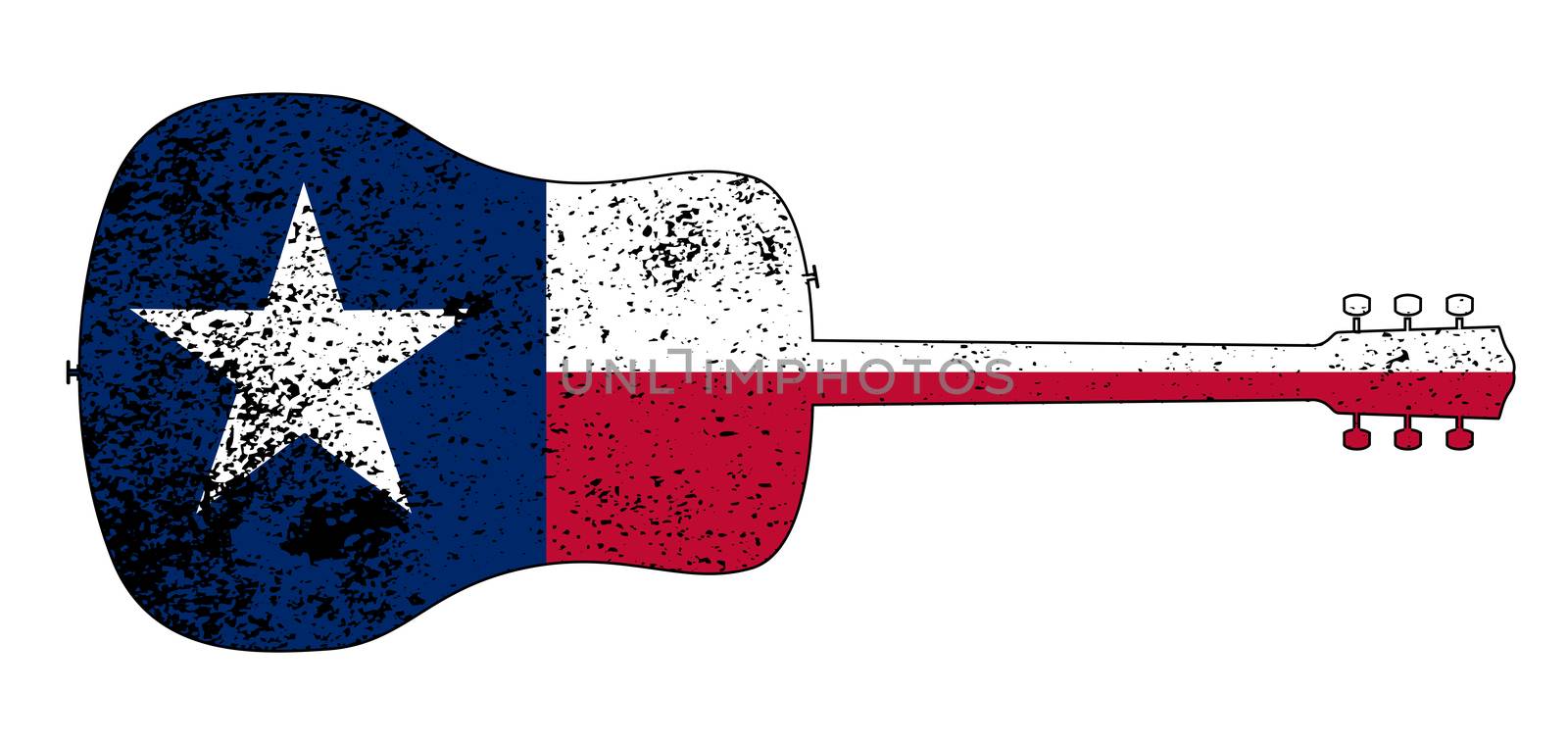 Acoustic Guitar Silhouette With Texas Flag by Bigalbaloo