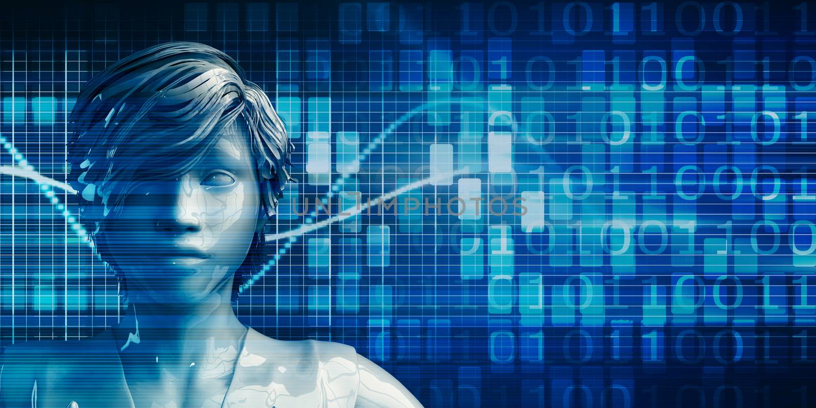 Black Business Woman Using Data Analytics Technology Concept Background