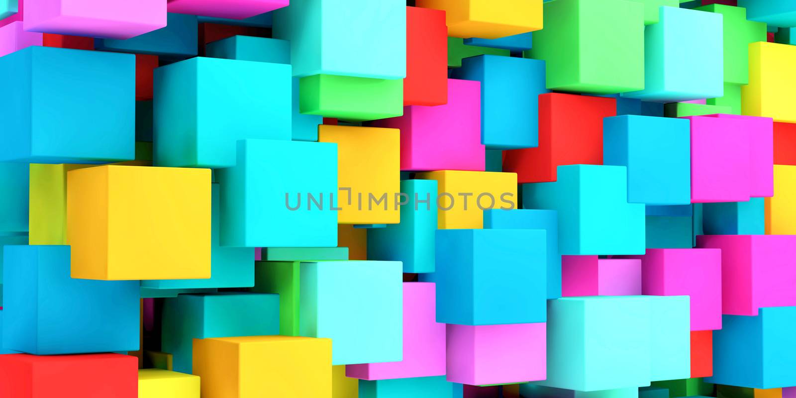 Poster with Random Cubes and Colors