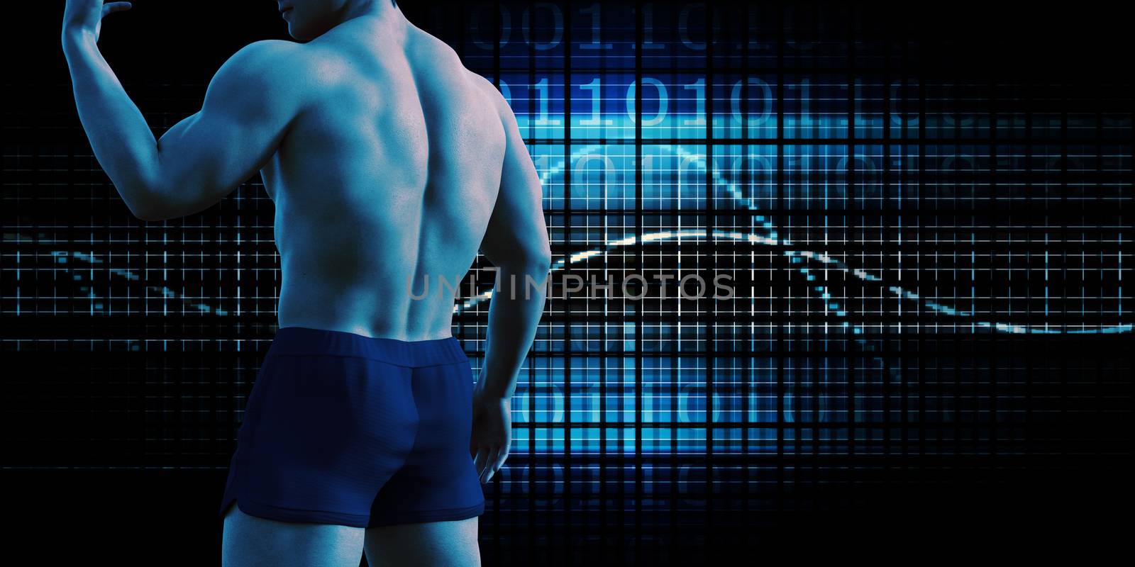 Fitness Man with Weight Management Training Abstract