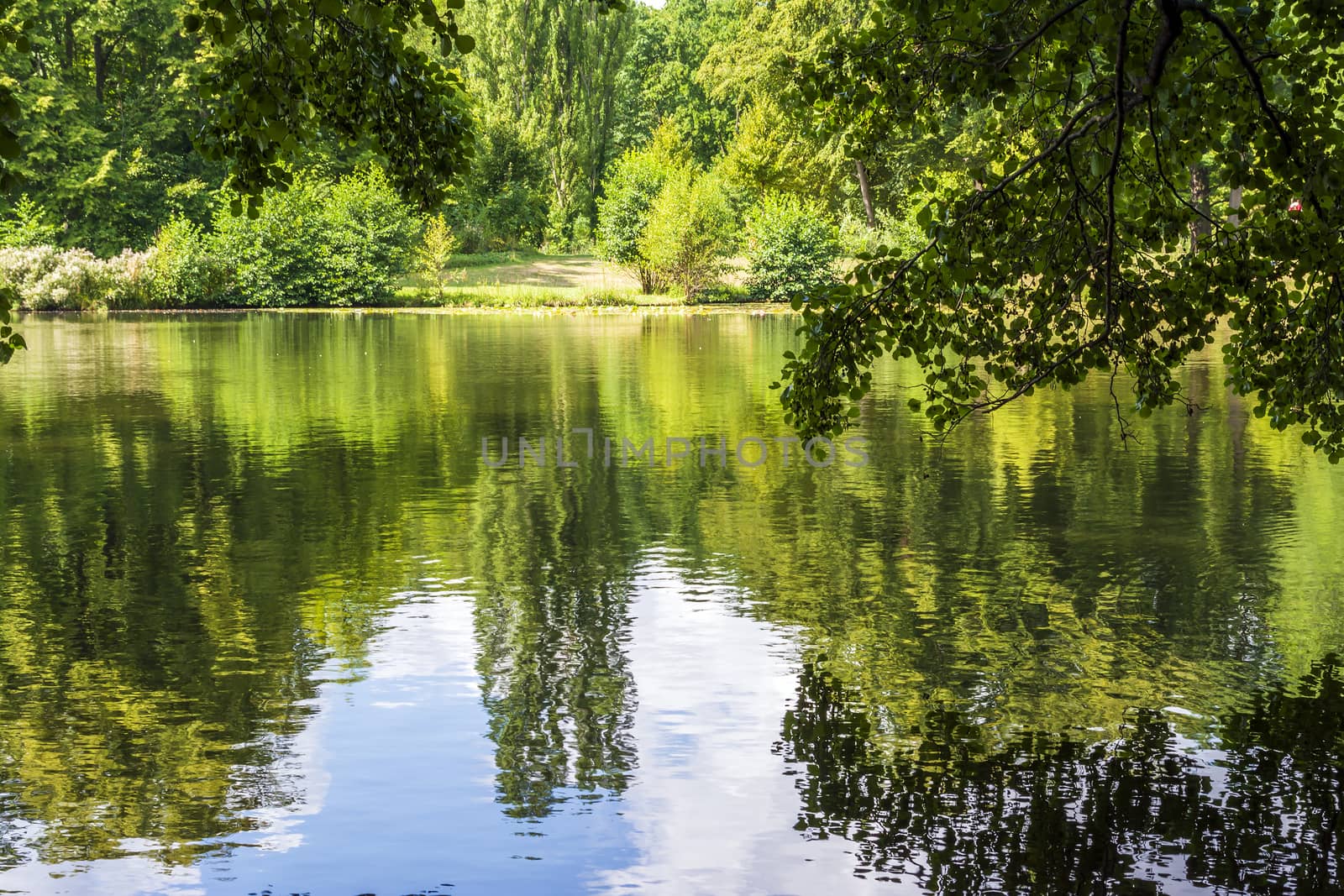 Lake of Schlossgarten Charlottenburg in Berlin. Germany.