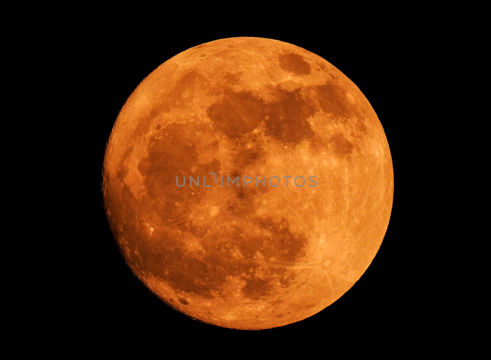 The yellow full moon on black background for your night and dark design concept. High Quality of full moon photo.